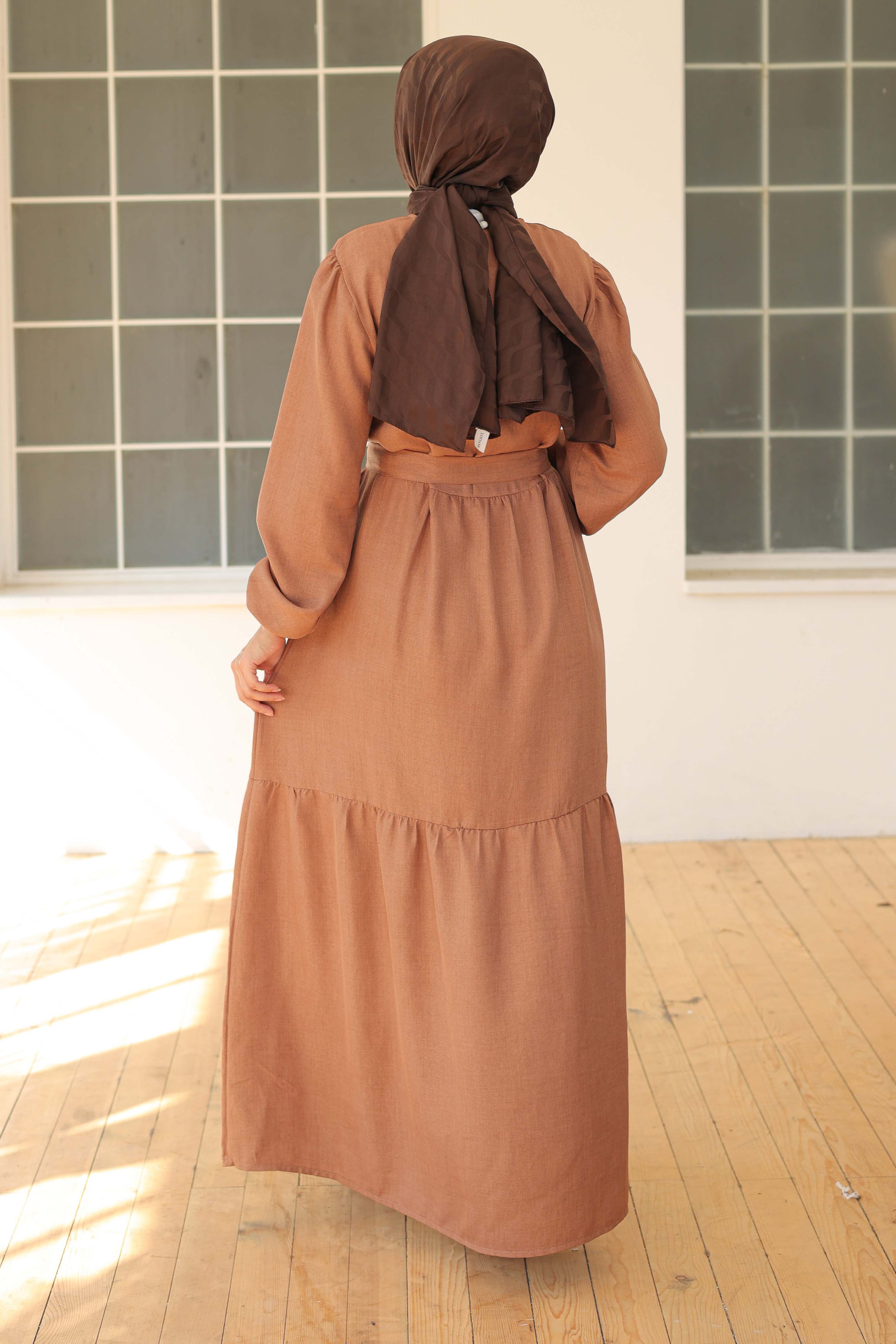 Katlı Elbise Kiremit - 26624 - 5