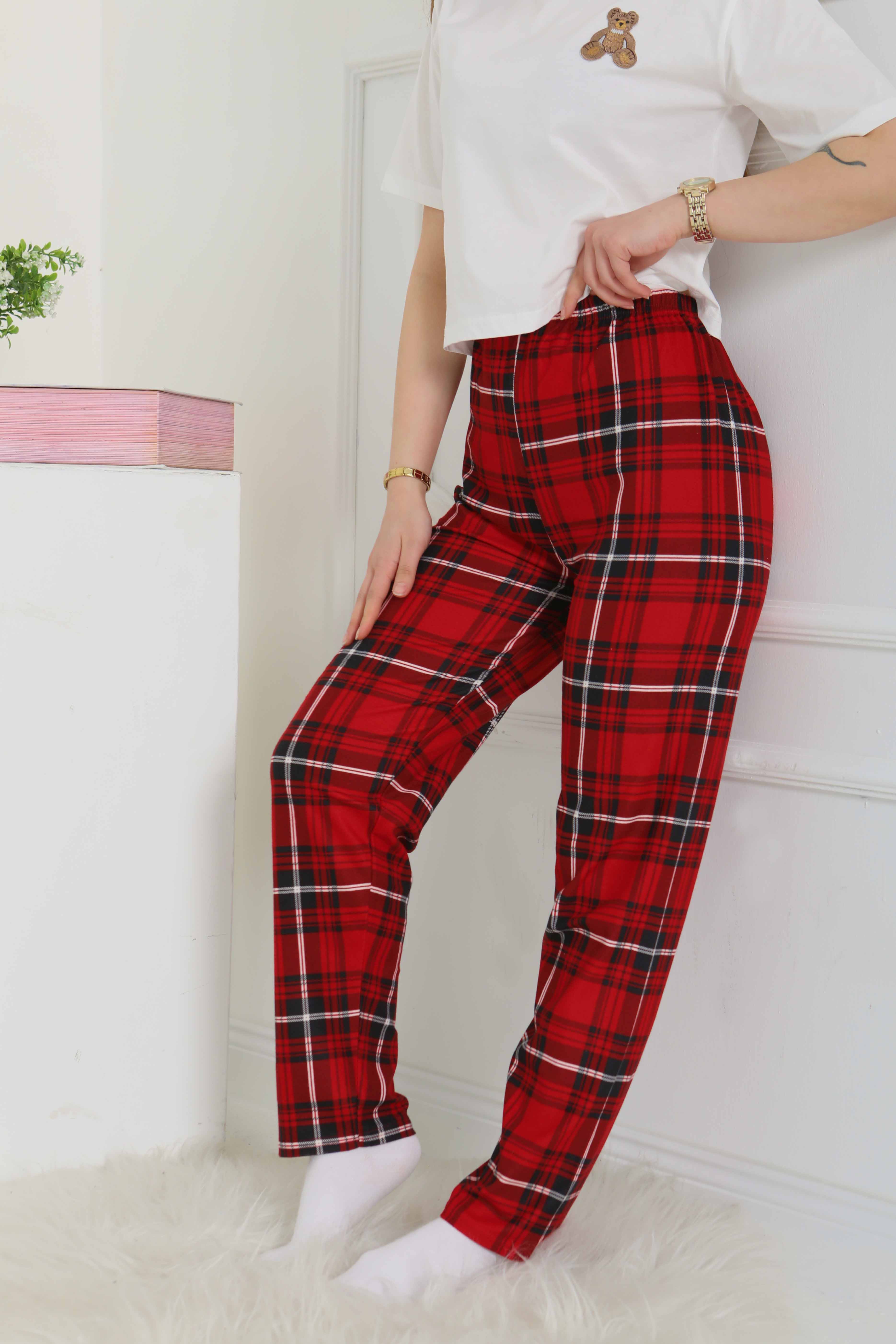 Pijama Altı Büyük Kare Desenli Kirmizi - 26354 - 1