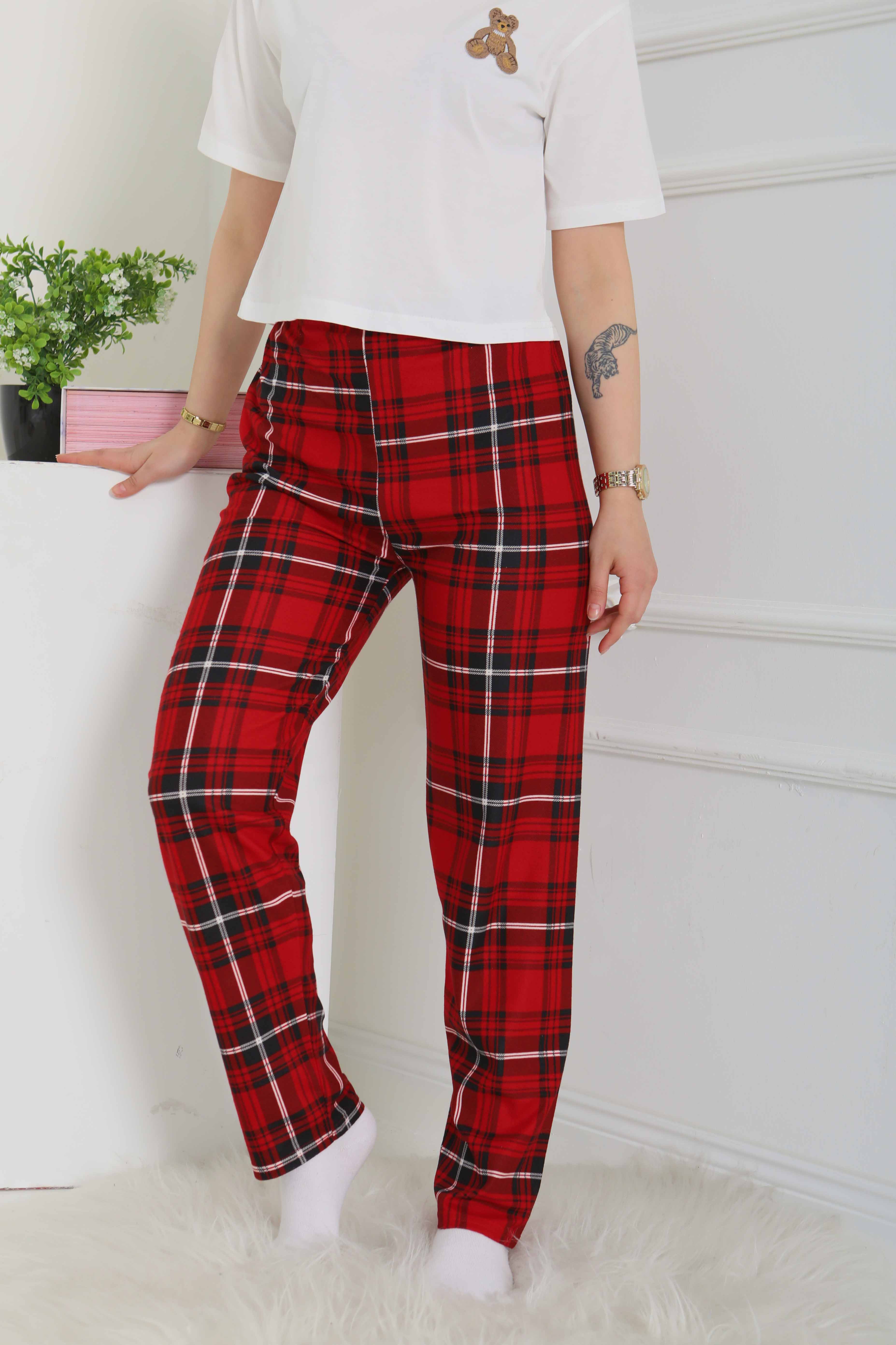 Pijama Altı Büyük Kare Desenli Kirmizi - 26354 - 3