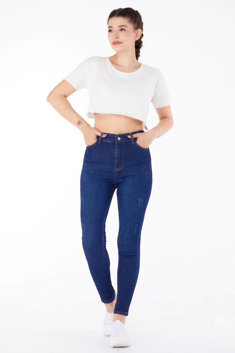 Yüksel Bel Sıkınıy Kot Pantolon Kotrengi - 25179 - TOFİSA