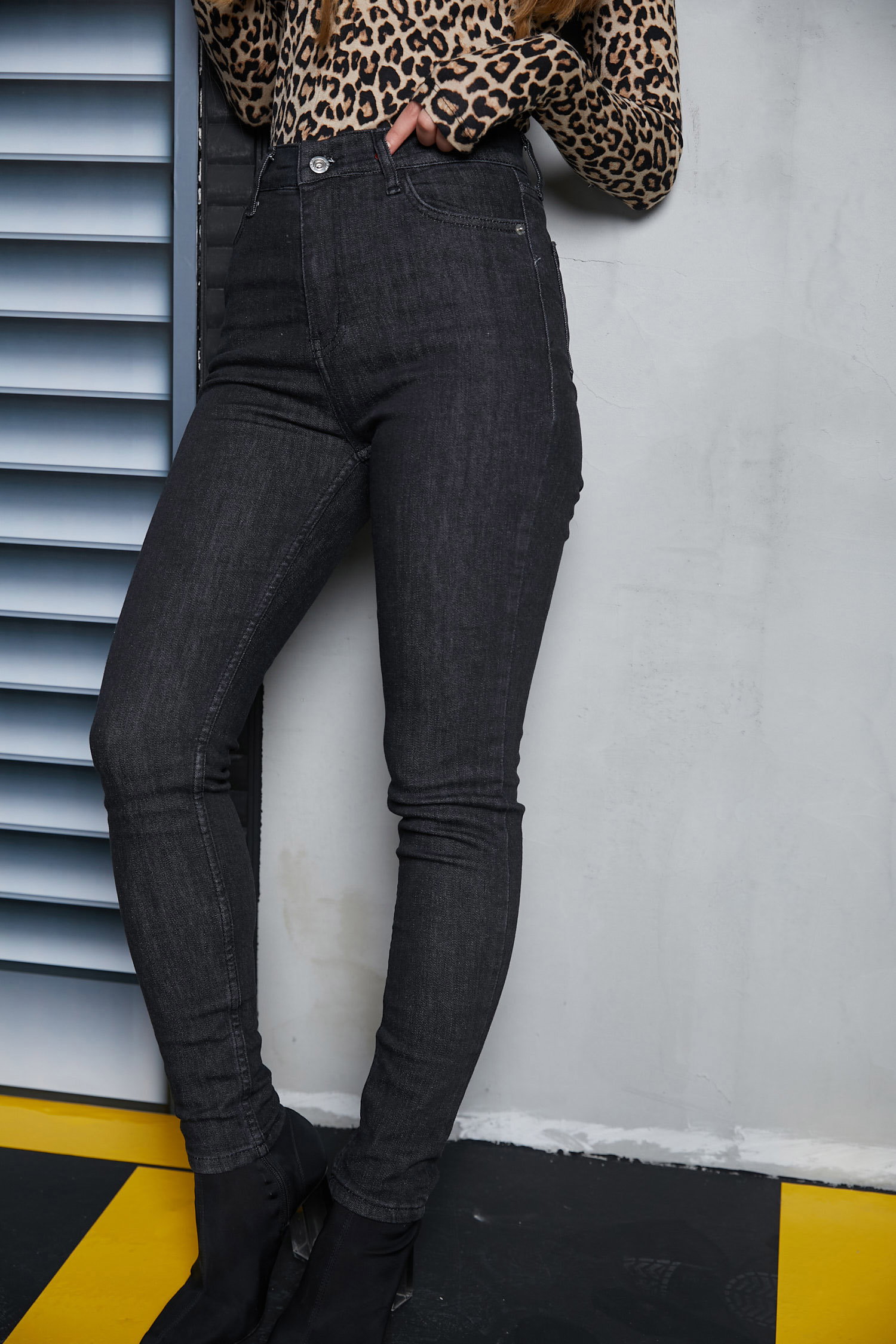 Düz Orta Kadın Koyu Antrasit Skinny Kot Pantolon - 26646 - 3
