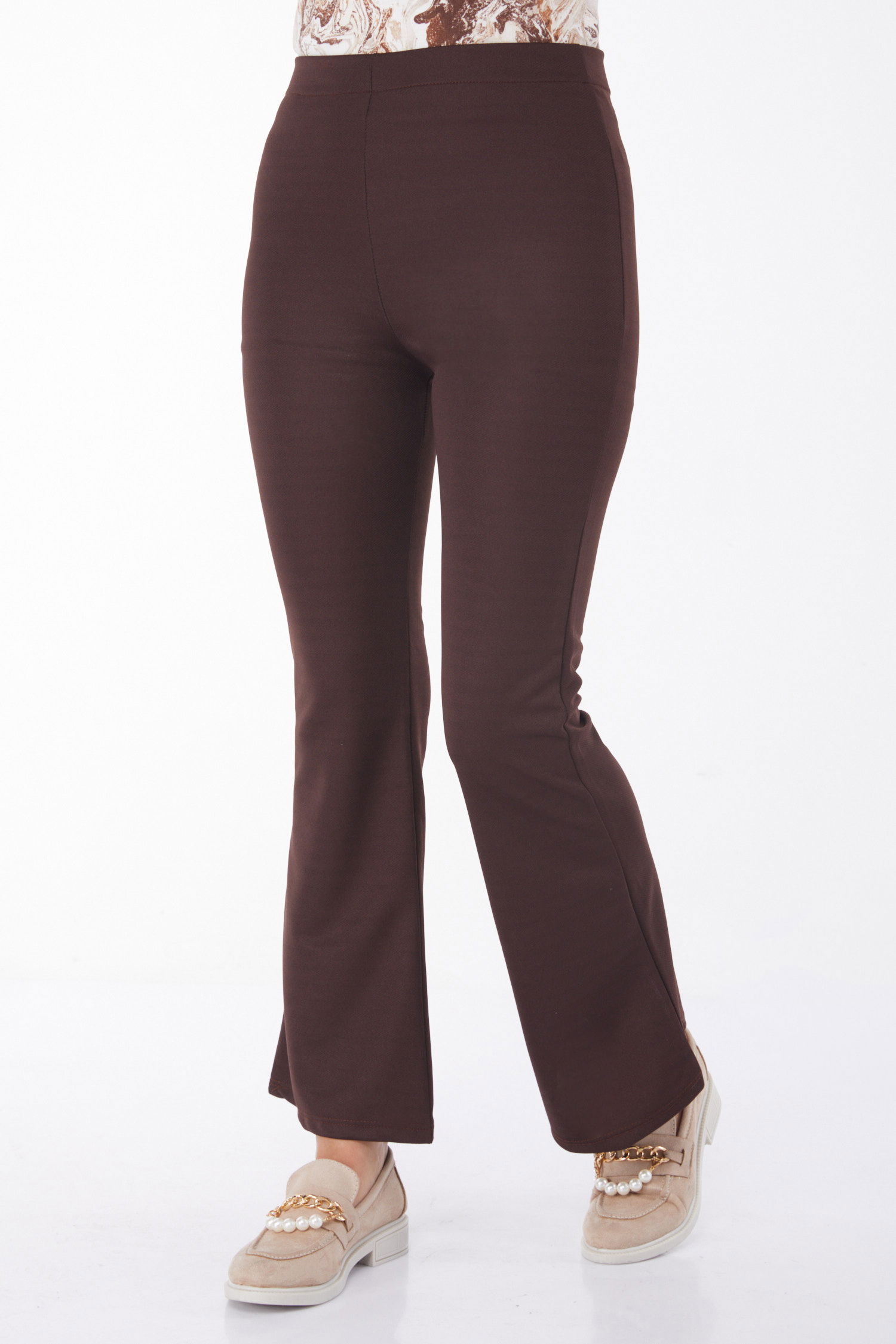 Düz Orta Kadın Koyu Kahve PANTOLON - 26262 - 3