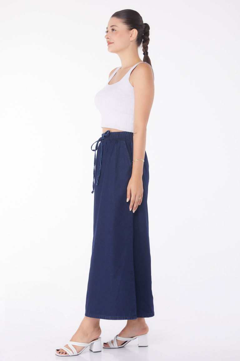 Düz Orta Kadın Koyu Mavi İnce Tensel Kot Etek - 25360 - TOFİSA