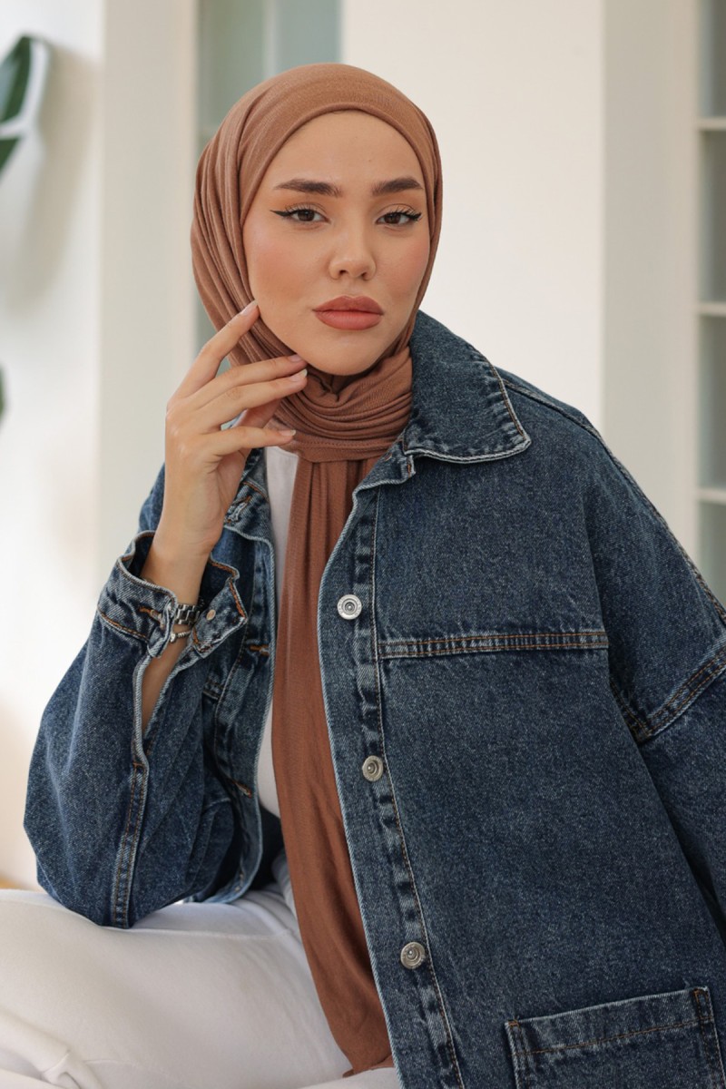 Kadın Kar Yıkama Çift Cepli Düğmeli Kot Ceket Koyu Mavi - 26657 - 4