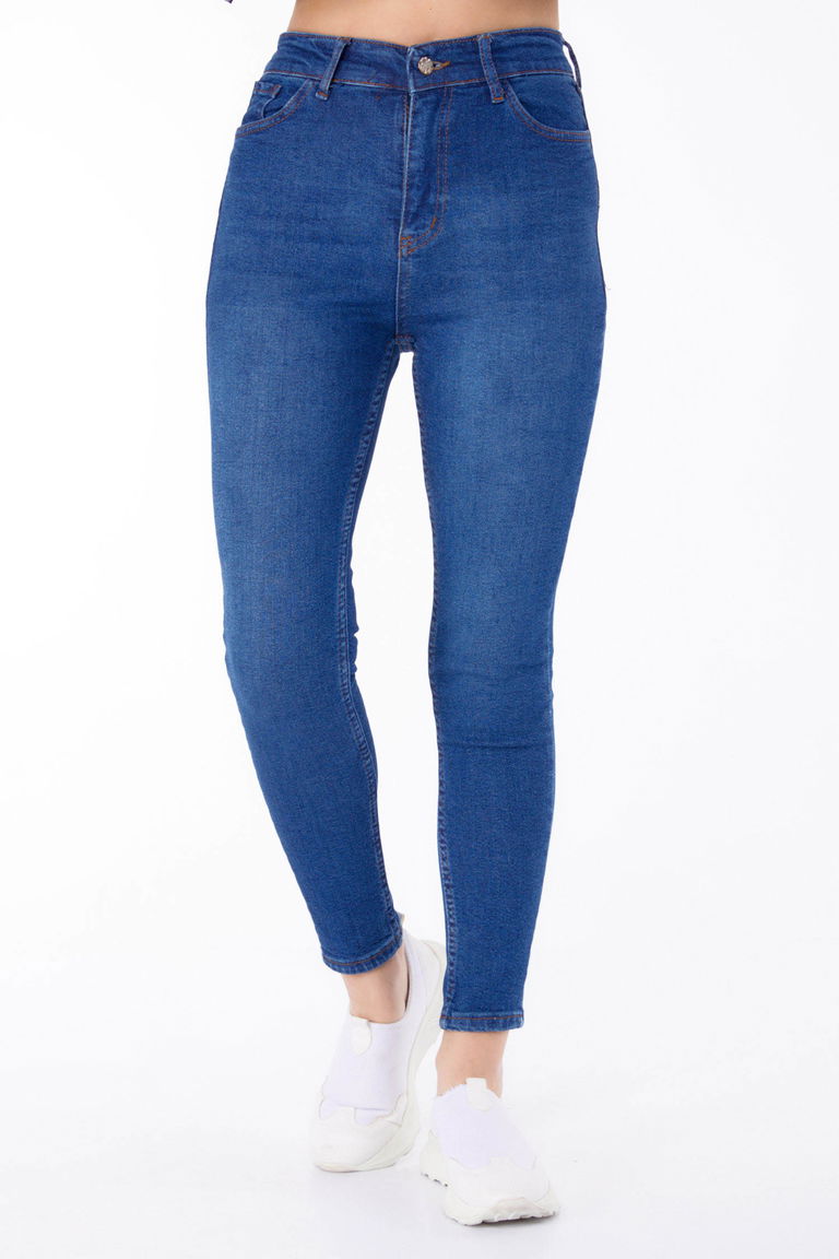 Yüksel Bel Sıknıy Kot Pantolon Koyu Mavi - 25180 - TOFİSA