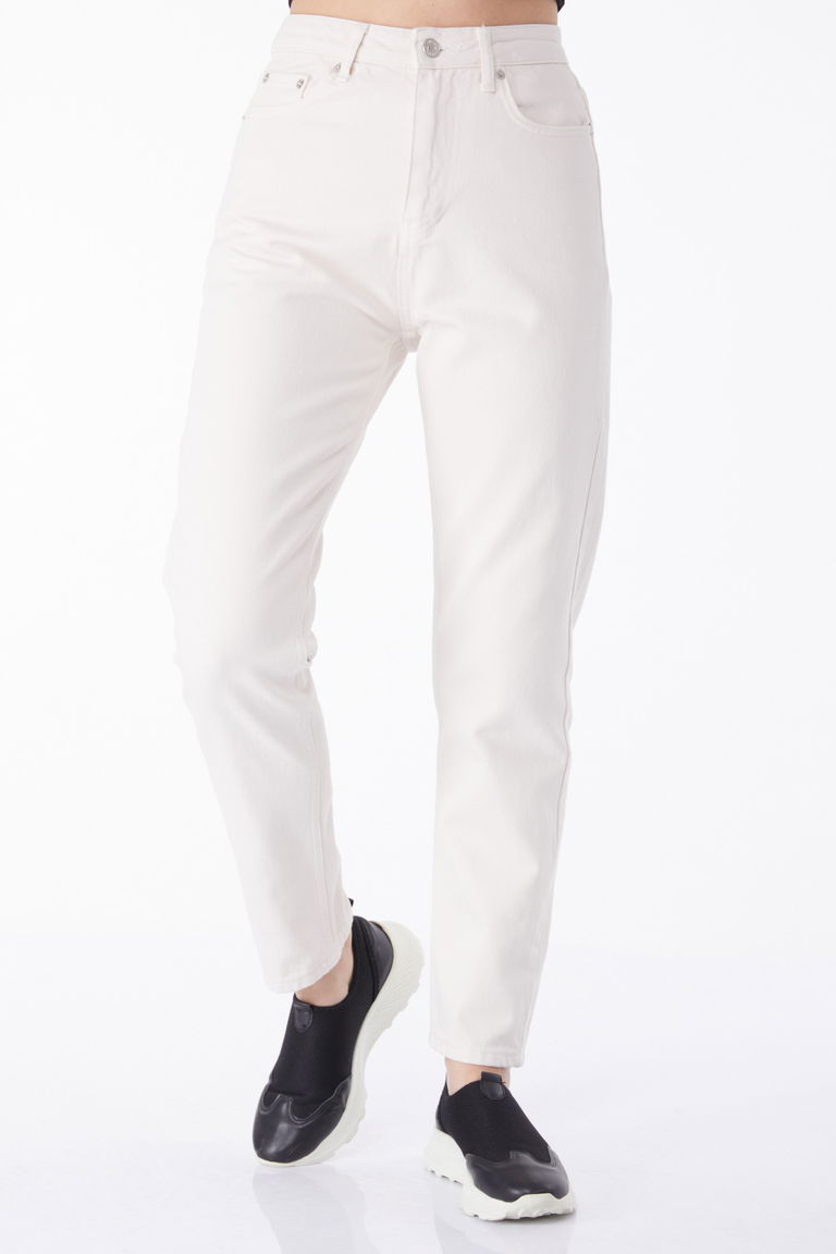 Düz Orta Kadın Krem Mam Jeans Kot Pantolon - 50004 - TOFİSA
