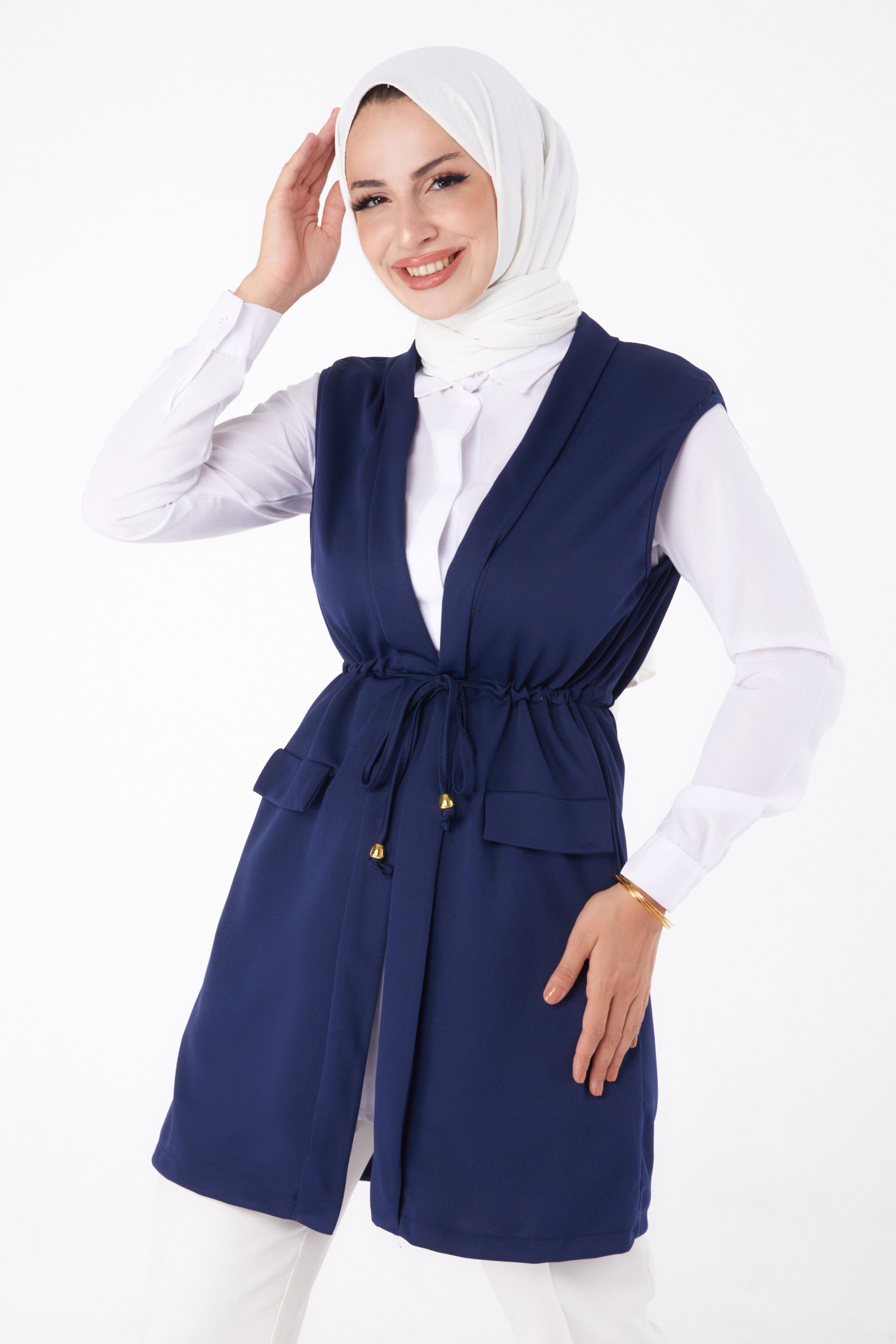 Bağcıklı Yelek Lacivert - 13263 - 1