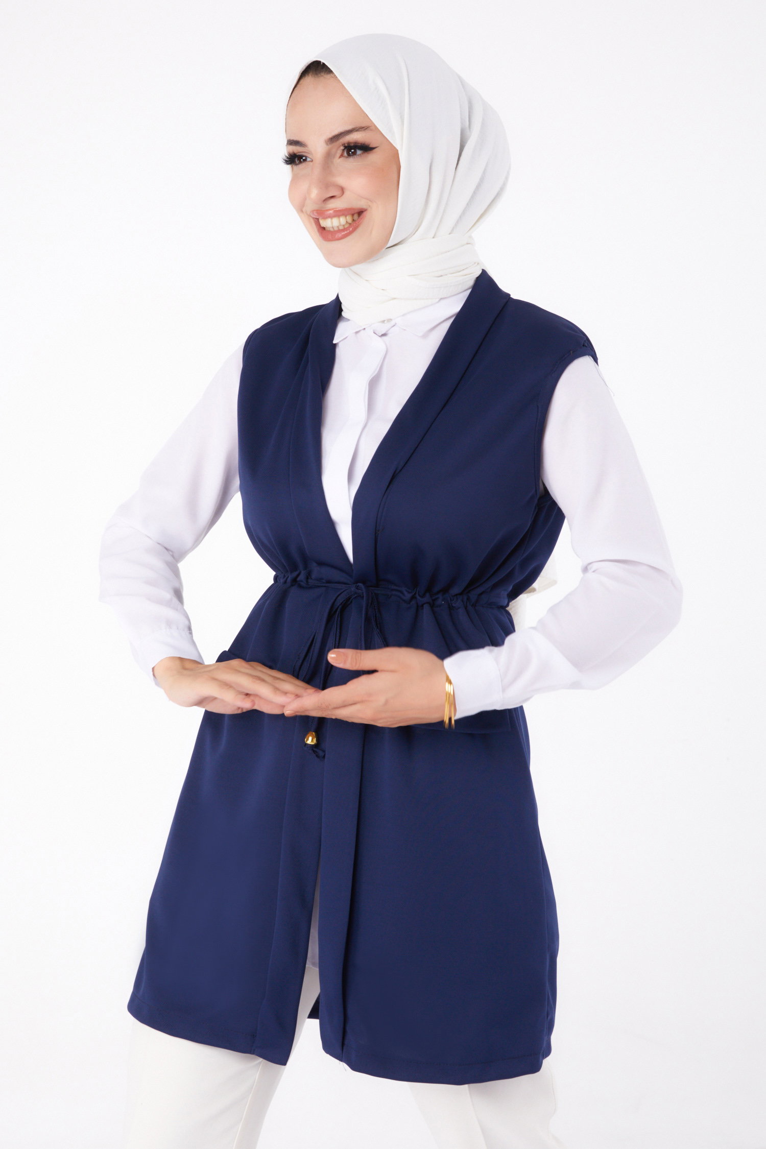 Bağcıklı Yelek Lacivert - 13263 - 2