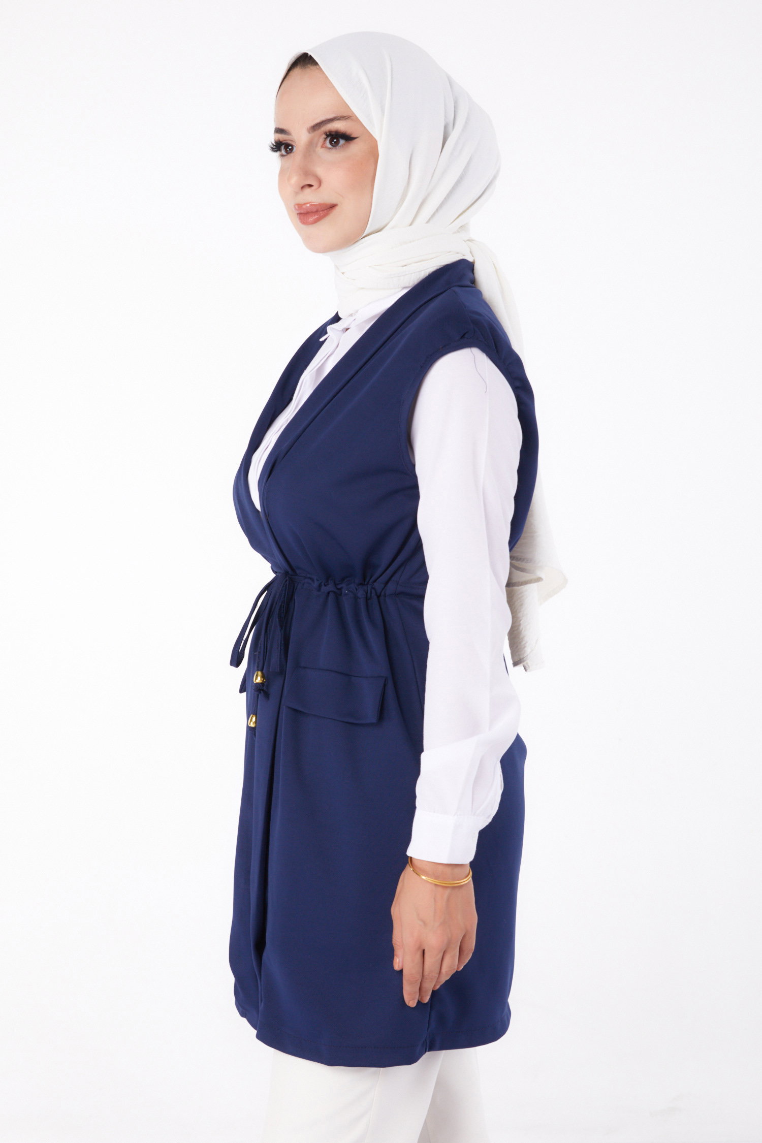 Bağcıklı Yelek Lacivert - 13263 - 3