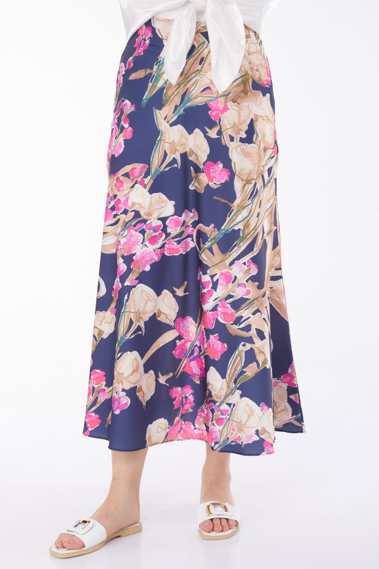 Desnli Etek Lacivert - 25891 - TOFİSA