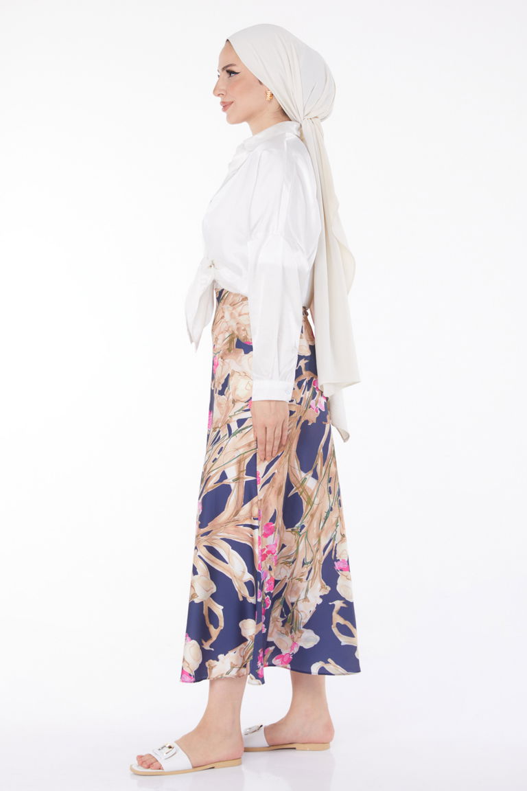 Desnli Etek Lacivert - 25891 - TOFİSA