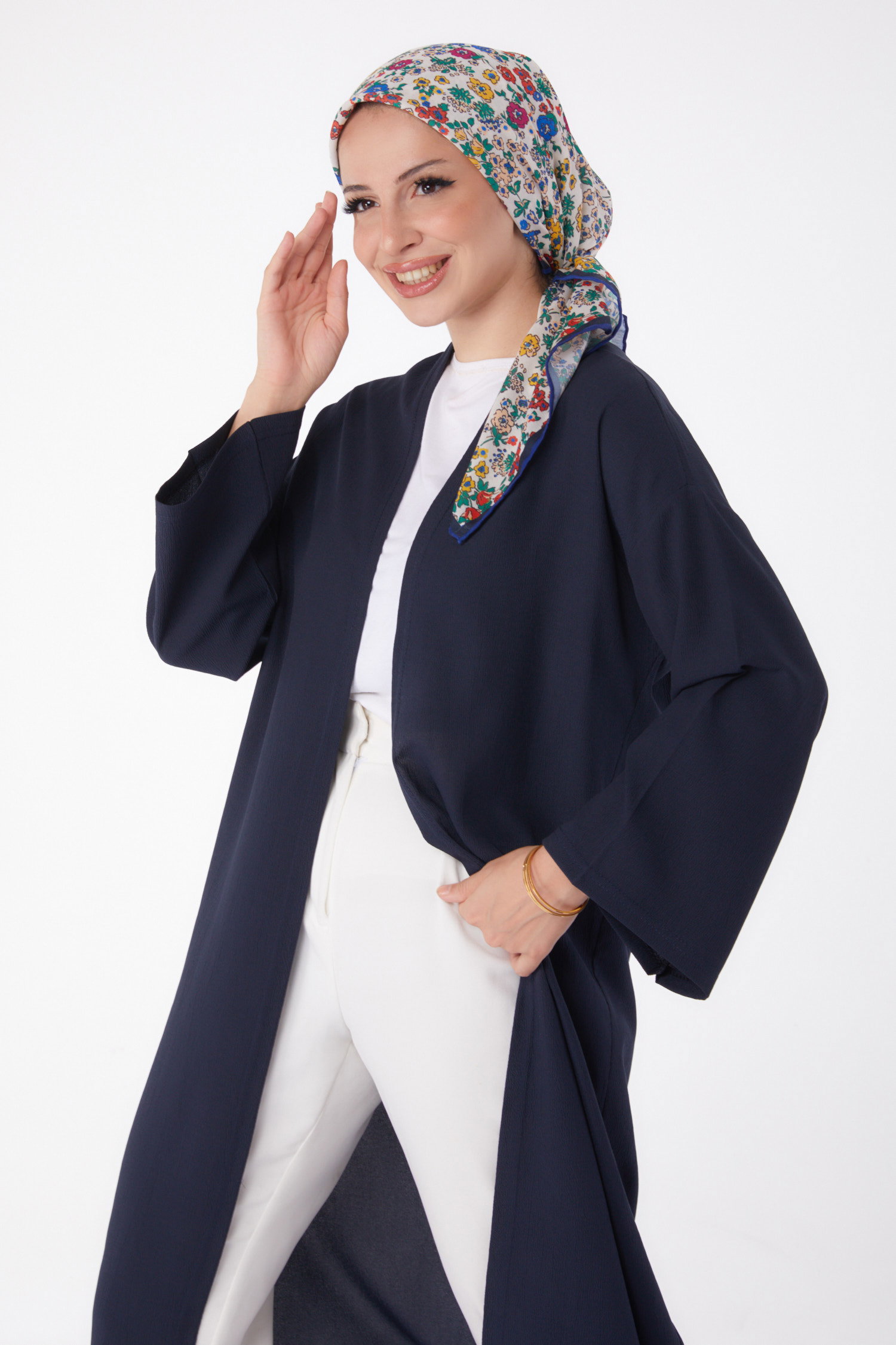 Düz Orta Kadın Lacivert Hırka - 13236 - 2
