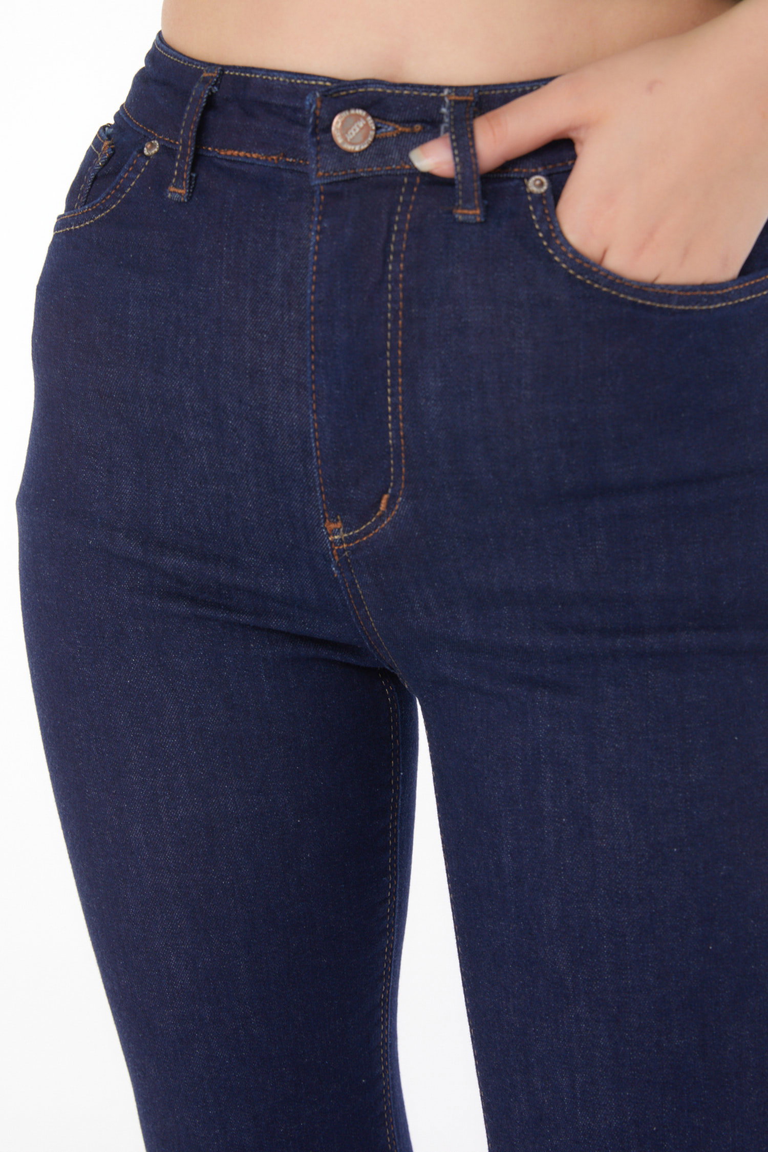 Düz Orta Kadın Lacivert İspanyol Paça Kot Pantolon - 25744 - 5