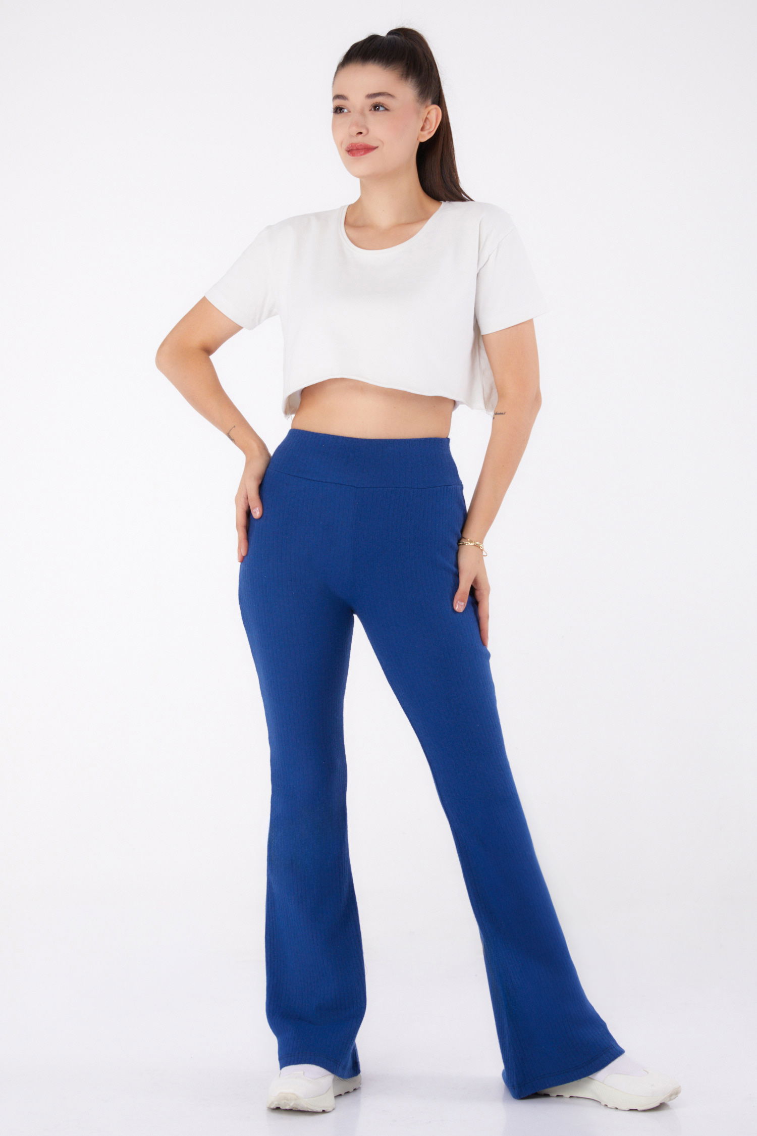 İspanyol Paça Spor Pantolon Lacivert - 26316 - 1