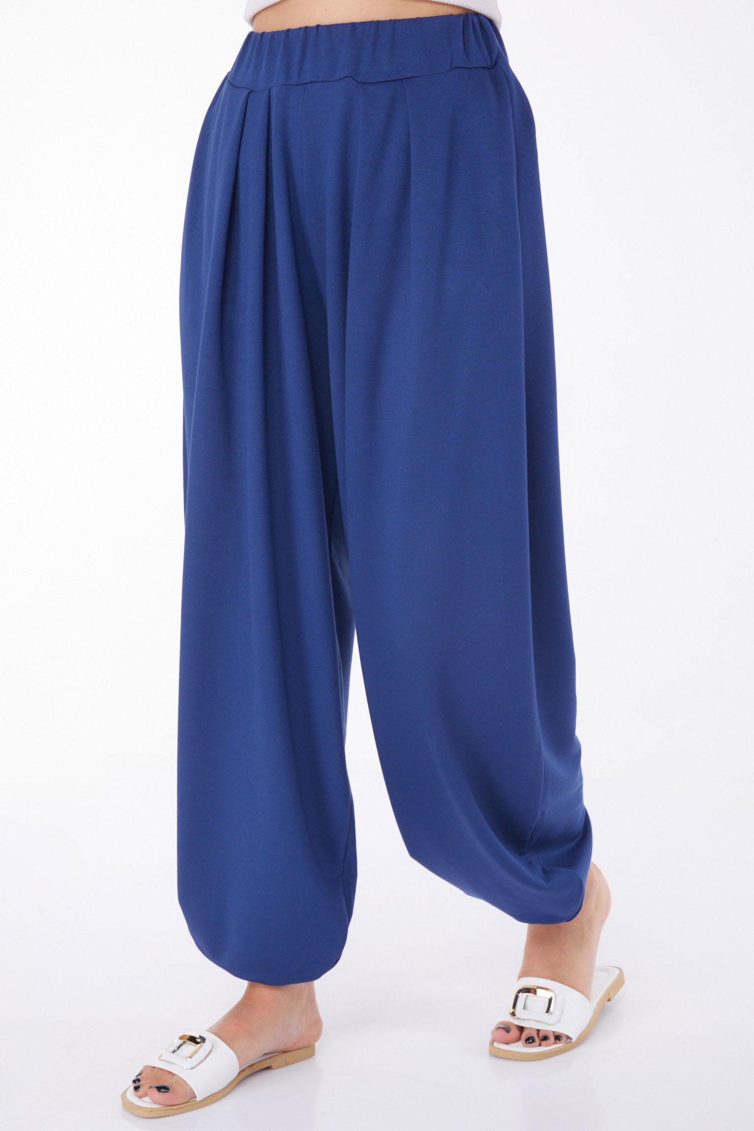 Düz Orta Kadın Lacivert Şalvar Pantolon - 25920 - 2