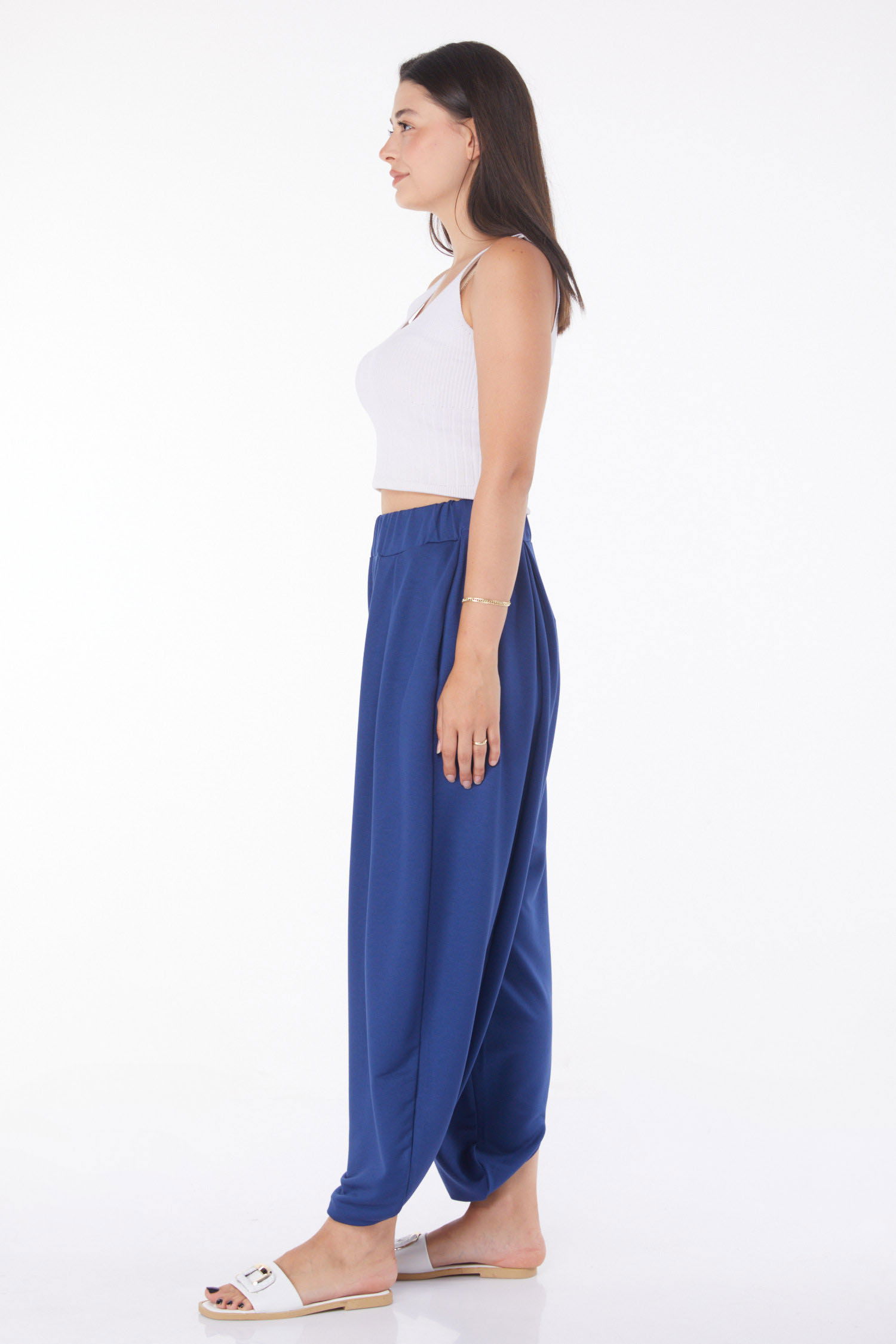 Düz Orta Kadın Lacivert Şalvar Pantolon - 25920 - 3