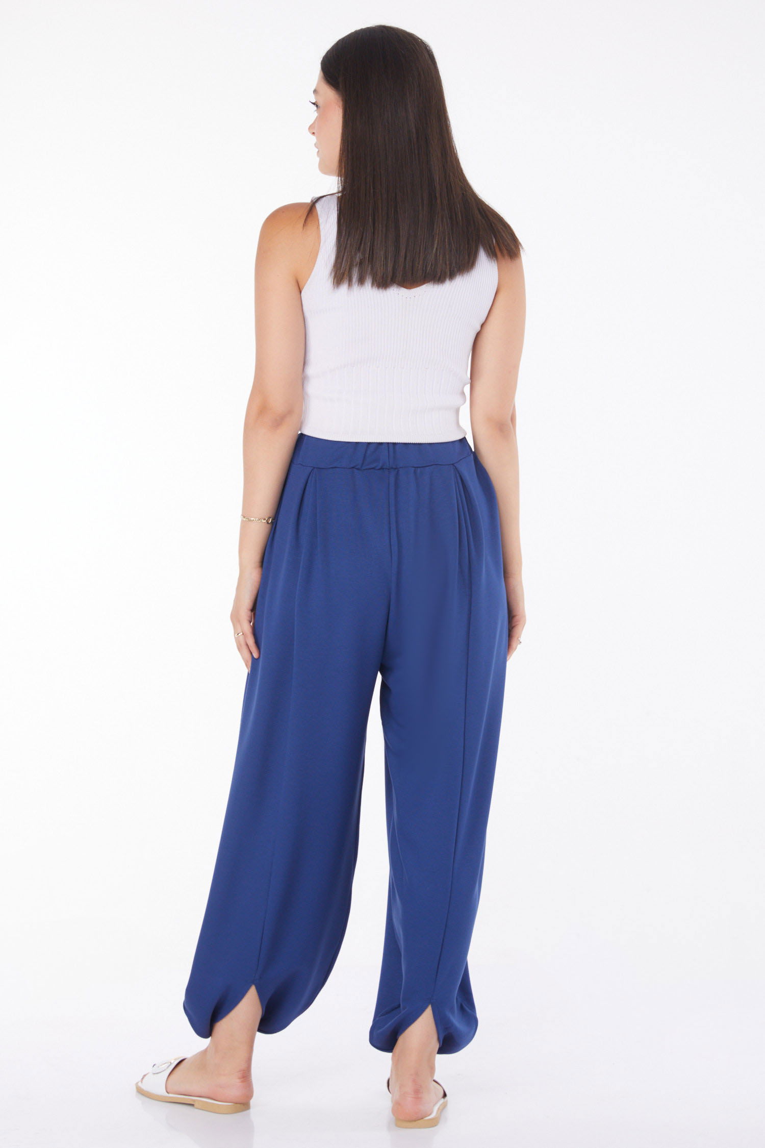 Düz Orta Kadın Lacivert Şalvar Pantolon - 25920 - 4