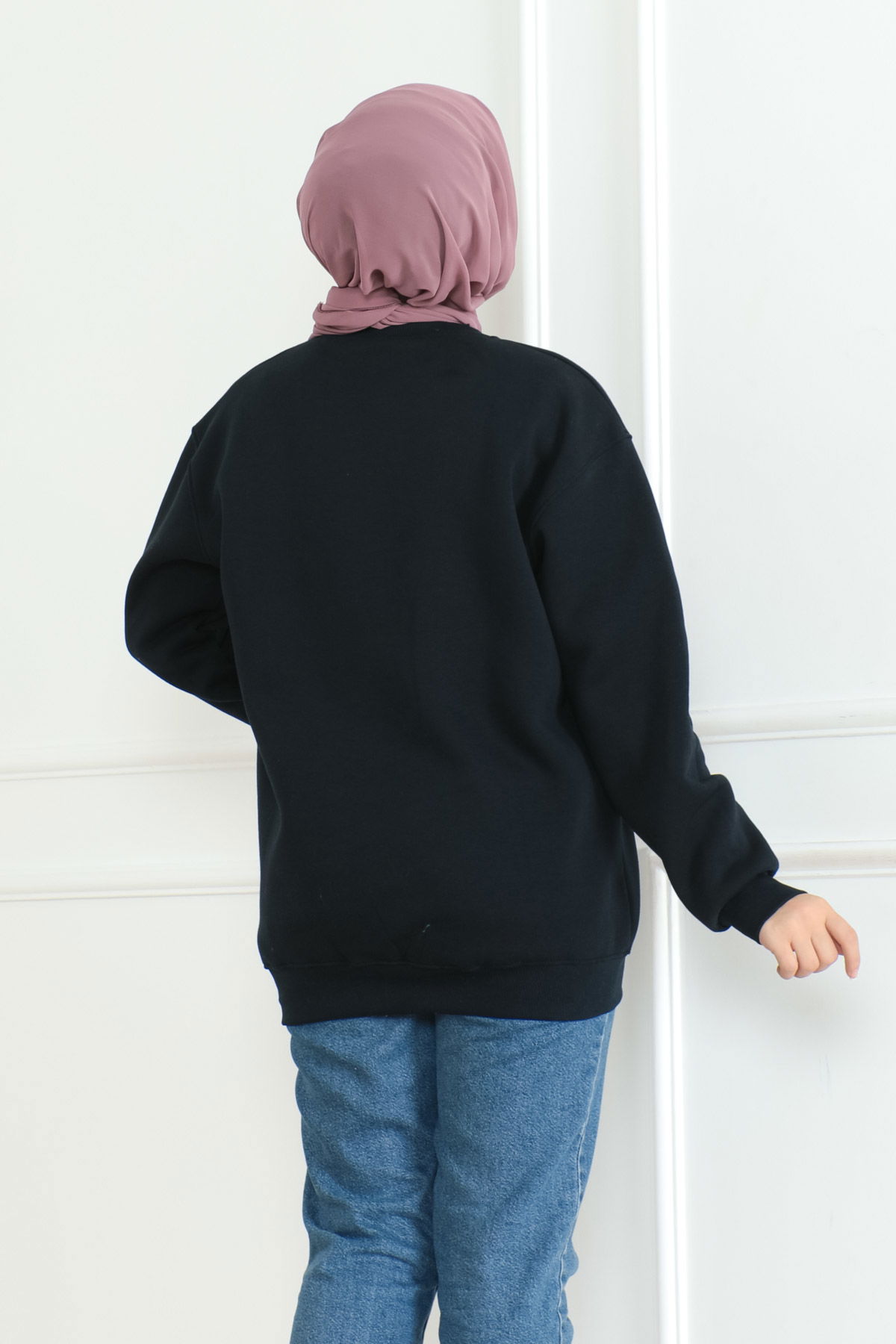 Düz Orta Kadın Lacivert Sweatshirt - 26617 - 4