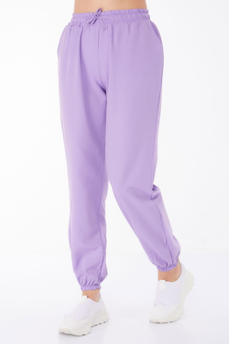 Düz Orta Kadın Lila Pantolon - 13207 - TOFİSA