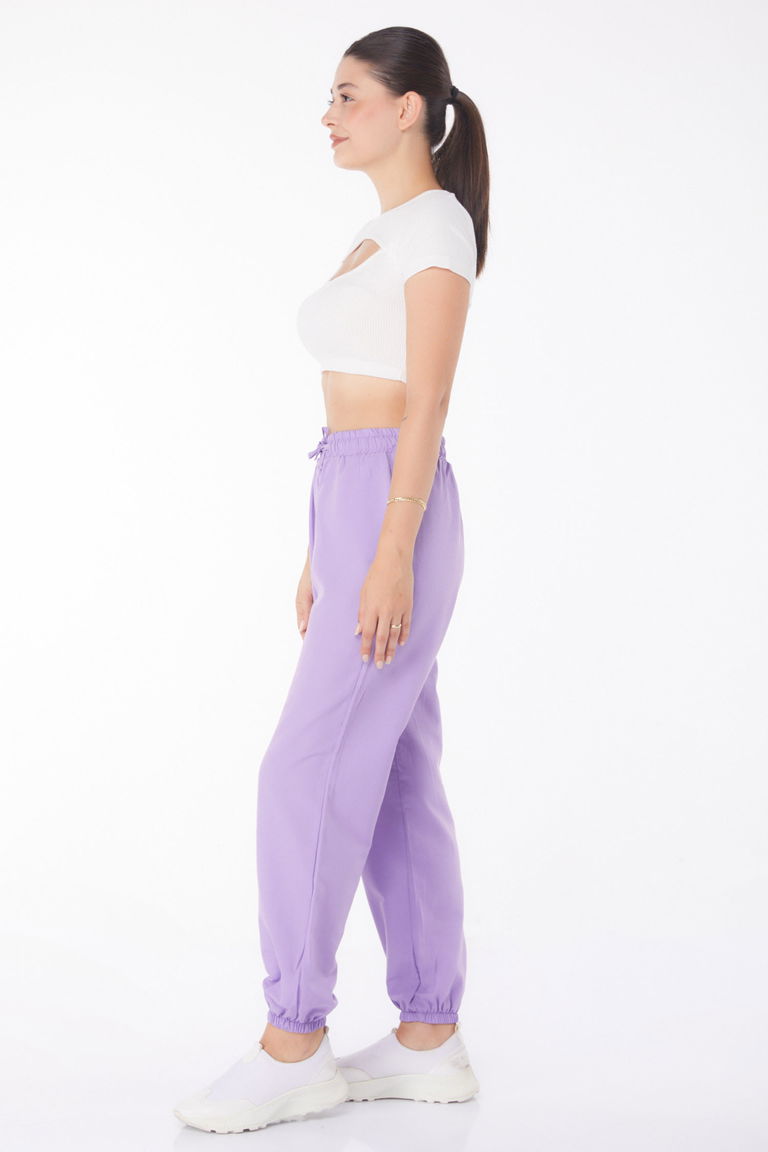 Düz Orta Kadın Lila Pantolon - 13207 - TOFİSA