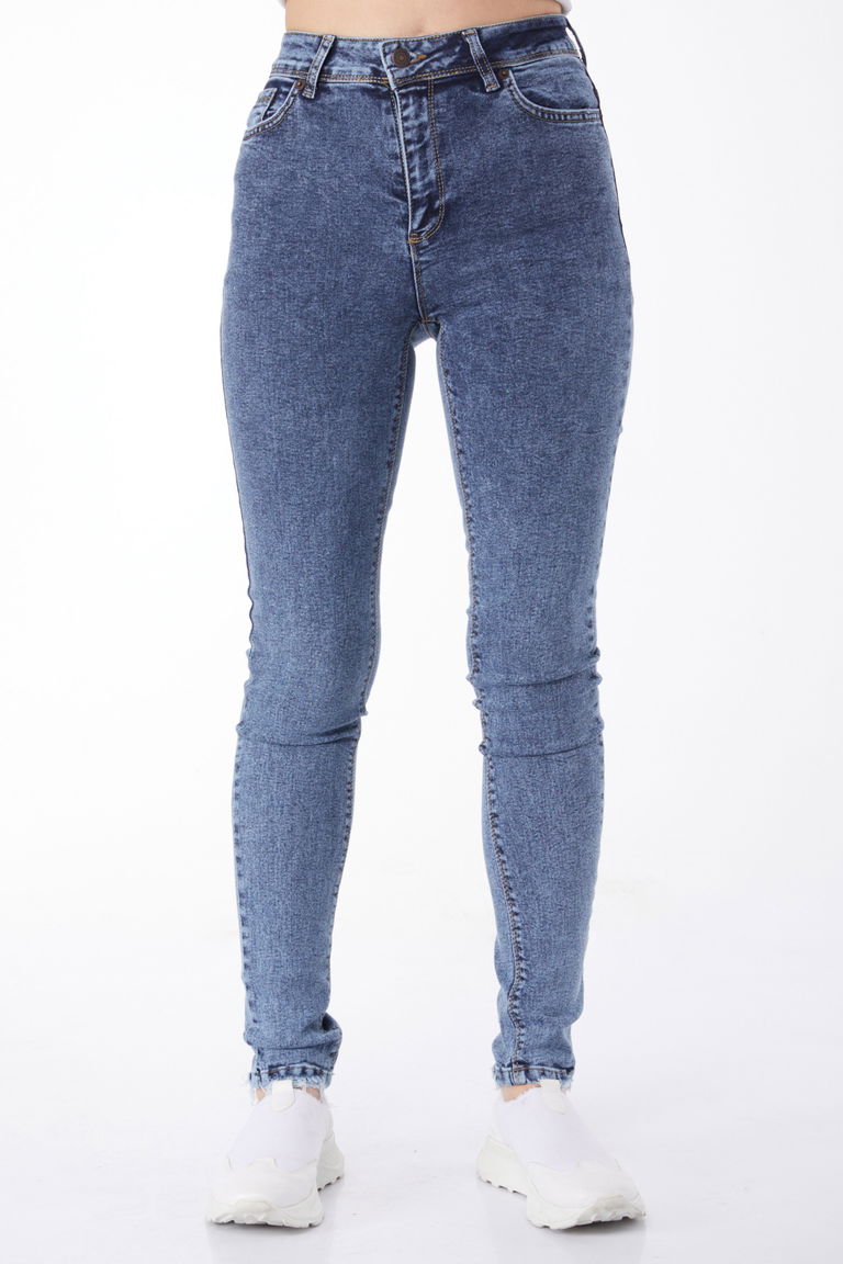 Düz Orta Kadın Mavi Dar Paça Kot Pantolon - 25091 - TOFİSA