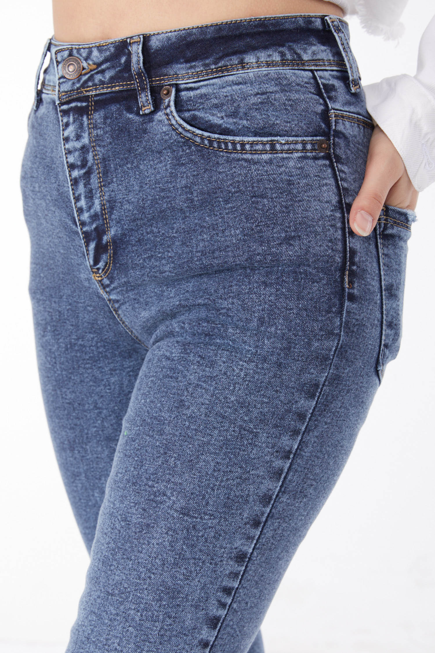 Düz Orta Kadın Mavi Dar Paça Kot Pantolon - 25091 - 5