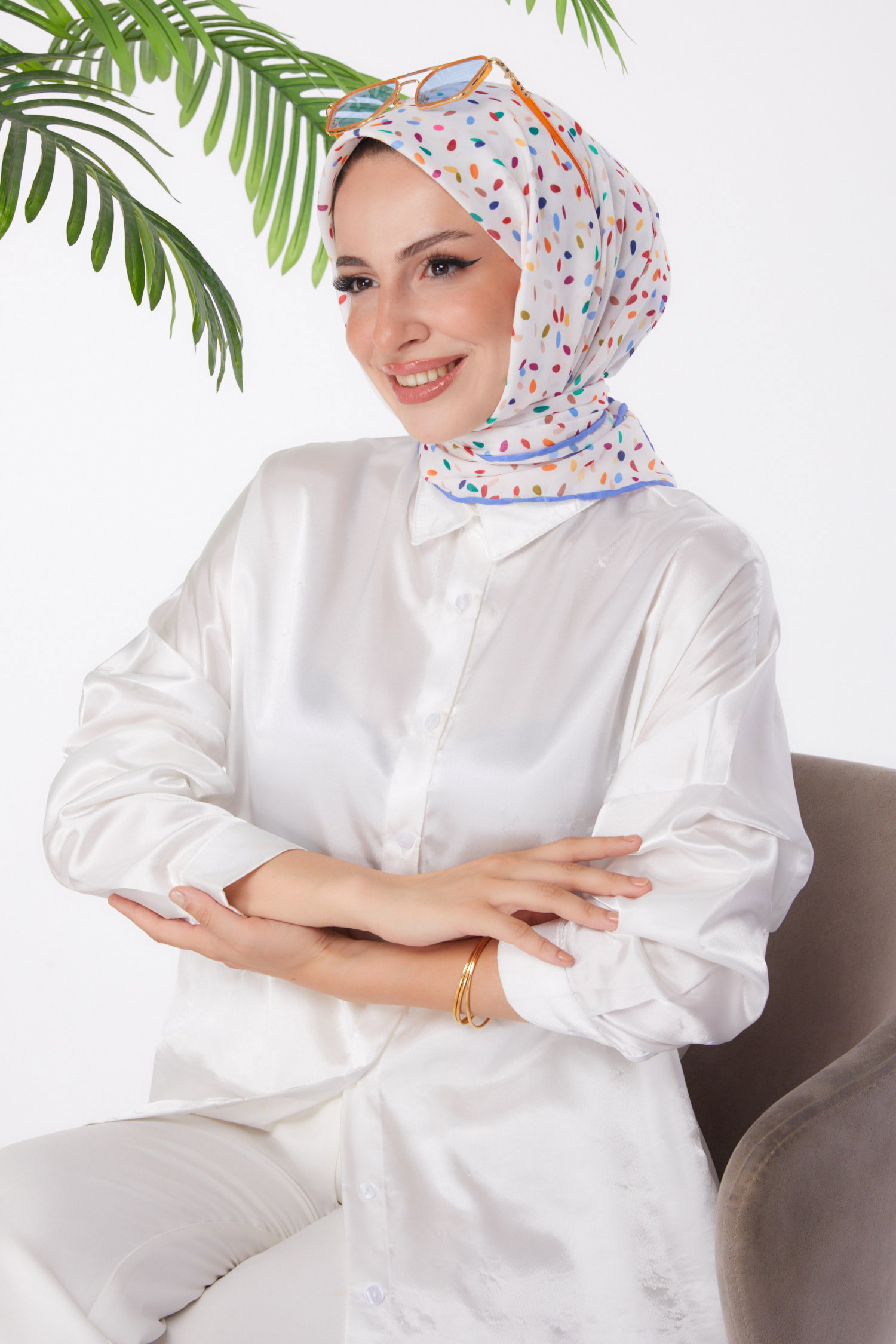 Desenli Eşarp Mavi - 25972 - 1