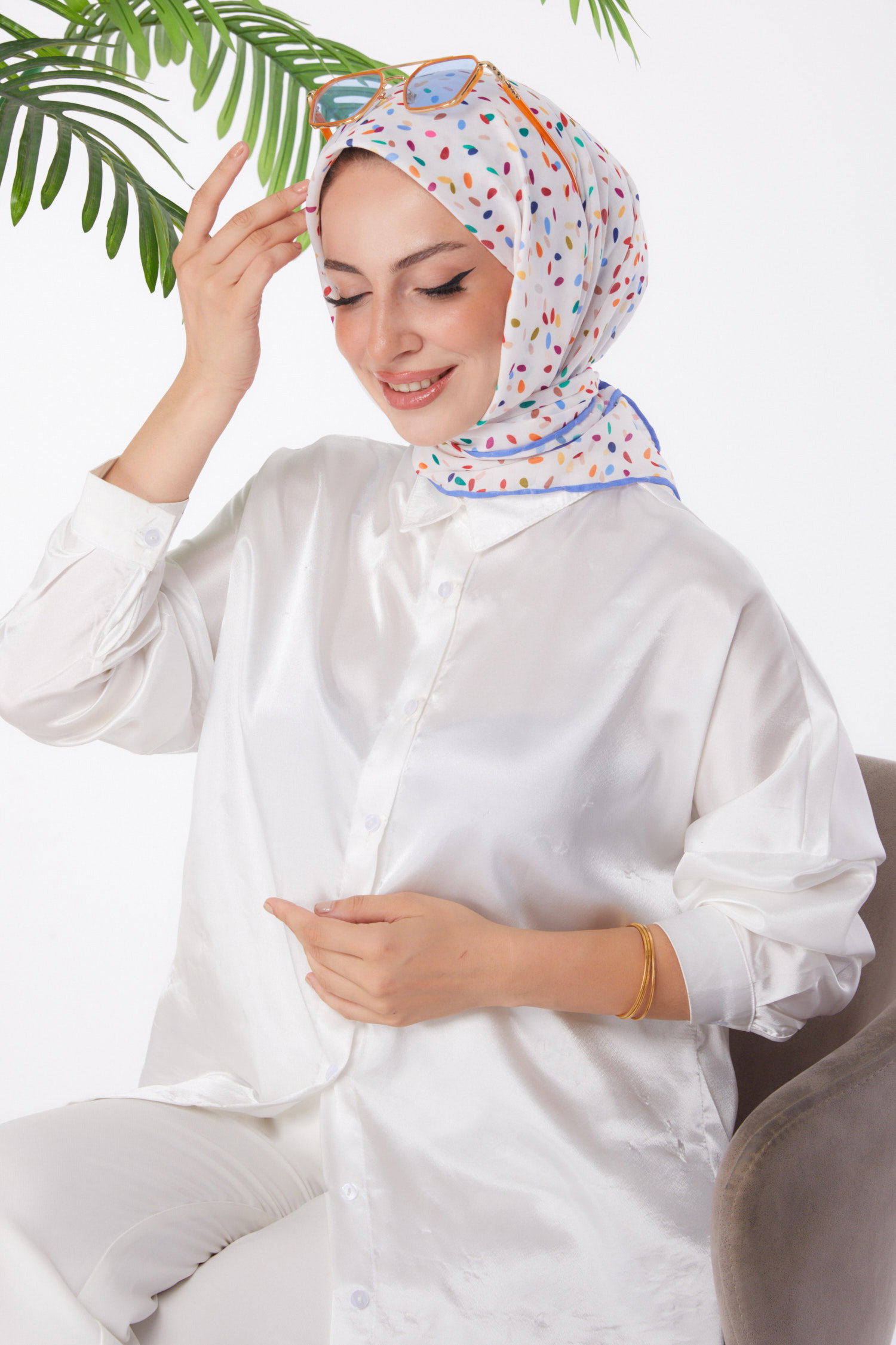 Desenli Eşarp Mavi - 25972 - 2