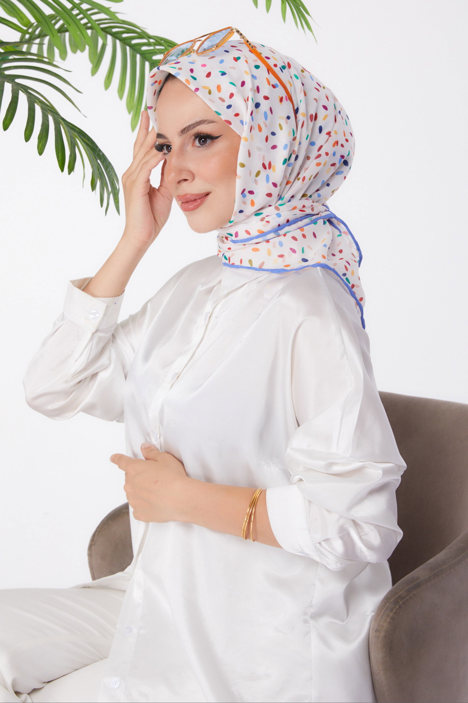 Desenli Eşarp Mavi - 25972 - 3