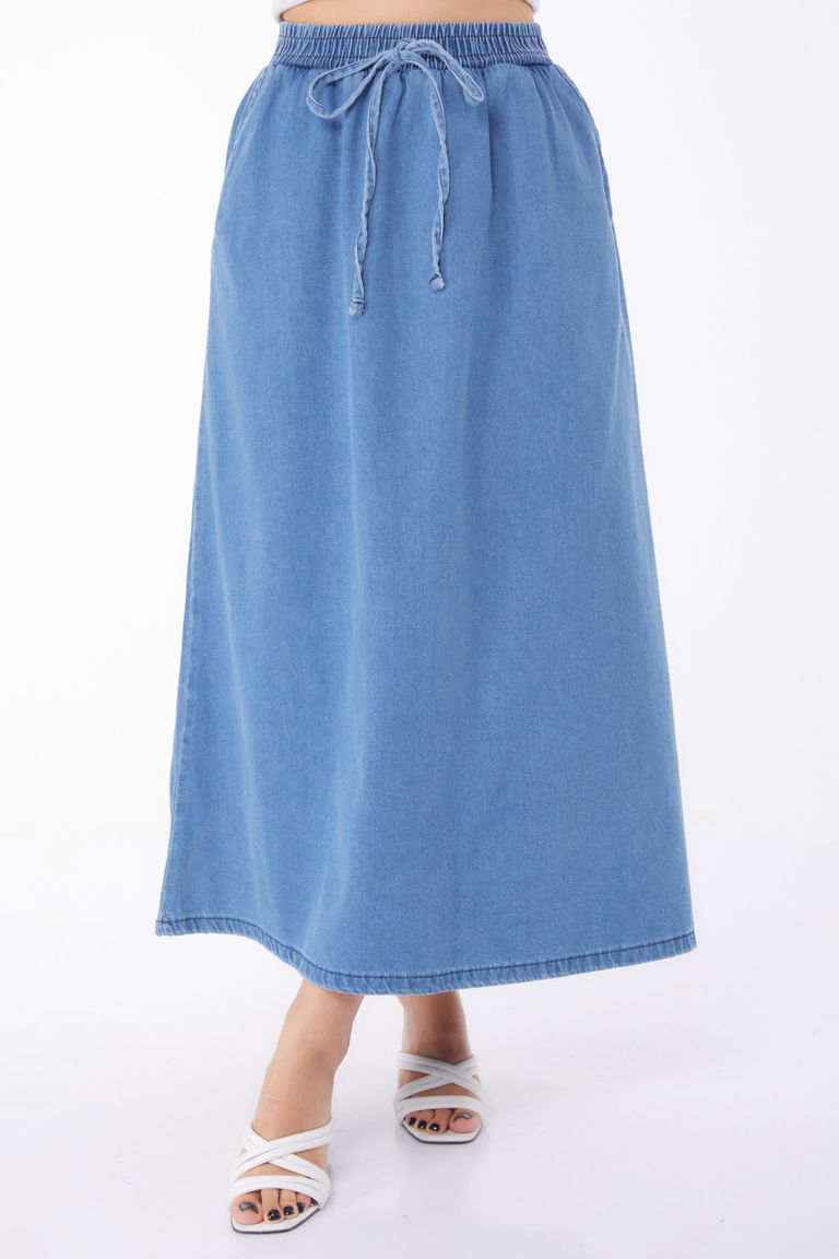 İnce Tensel Kot Etek Mavi - 25360 - TOFİSA