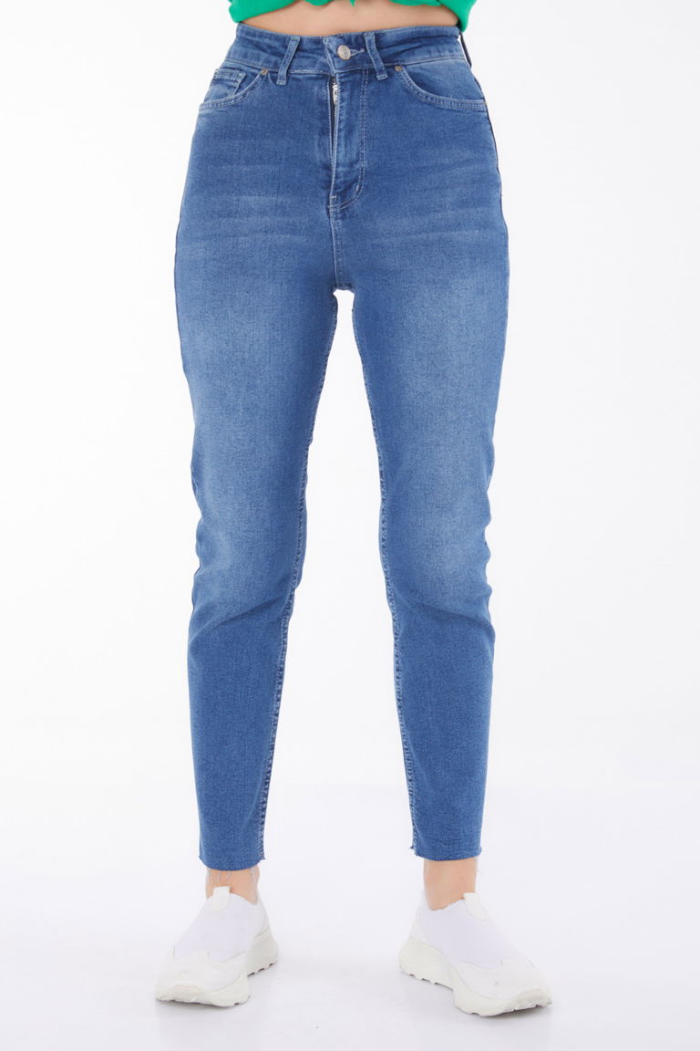 Düz Orta Kadın Mavi Kot Pantolon - 25742 - TOFİSA