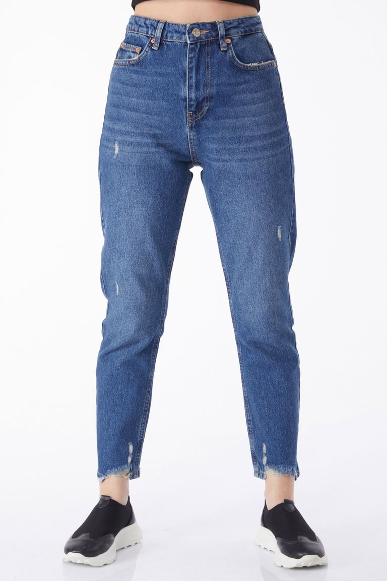 Lazer Kesimli Kot Pantolon Mavi - 50006 - TOFİSA