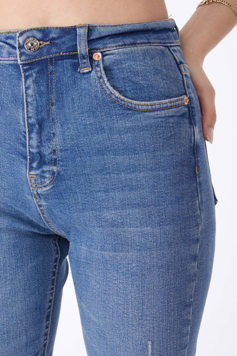 Lazerli Kot Pantolon Mavi - 50002 - TOFİSA