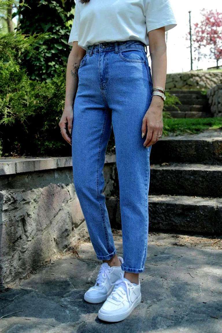 Mom Kot Pantolon Mavi - 13360 - TOFİSA