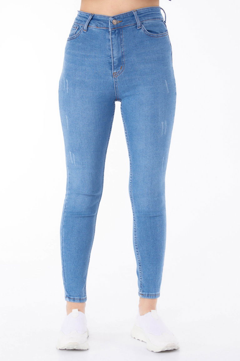 Yüksel Bel Sıkınıy Kot Pantolon Mavi - 25179 - TOFİSA