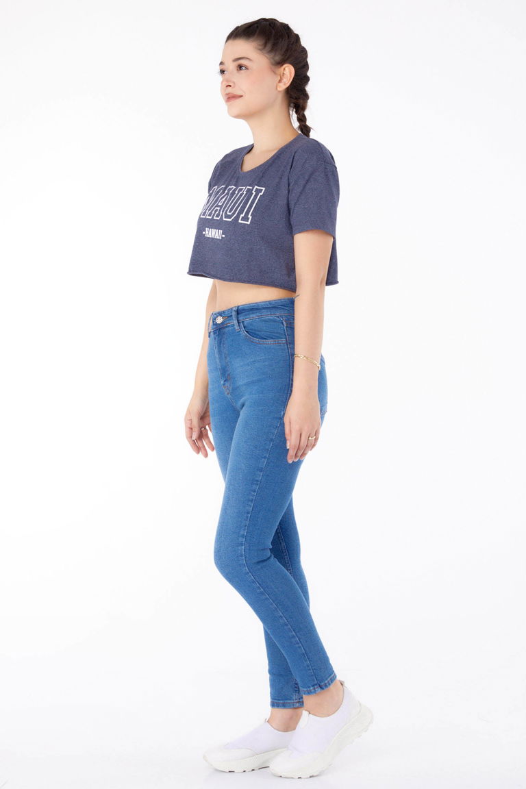 Yüksel Bel Sıknıy Kot Pantolon Mavi - 25180 - TOFİSA