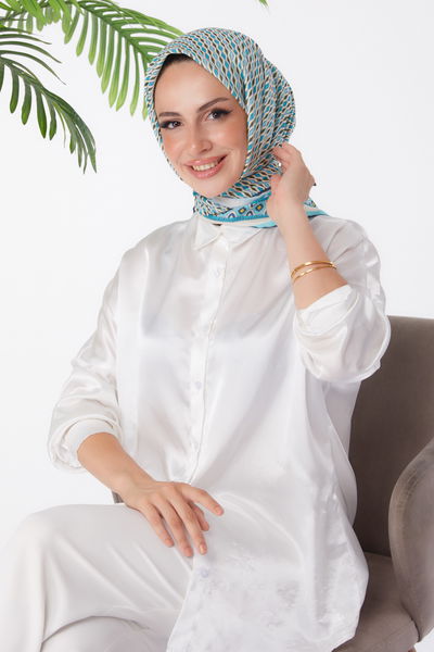 Desenli Eşarp Mint - 25974 