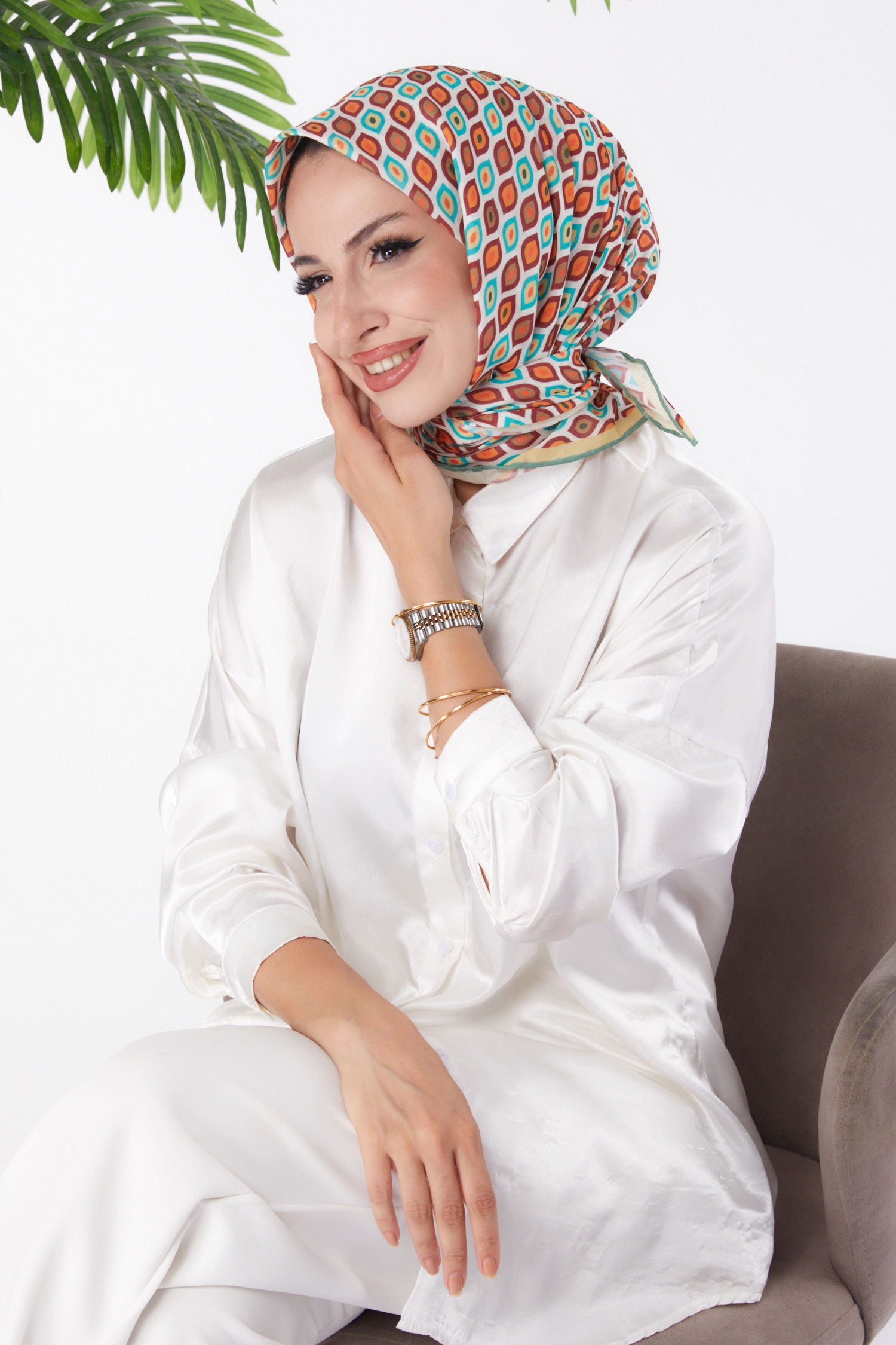 Desenli Eşarp Mint - 26151 - 2