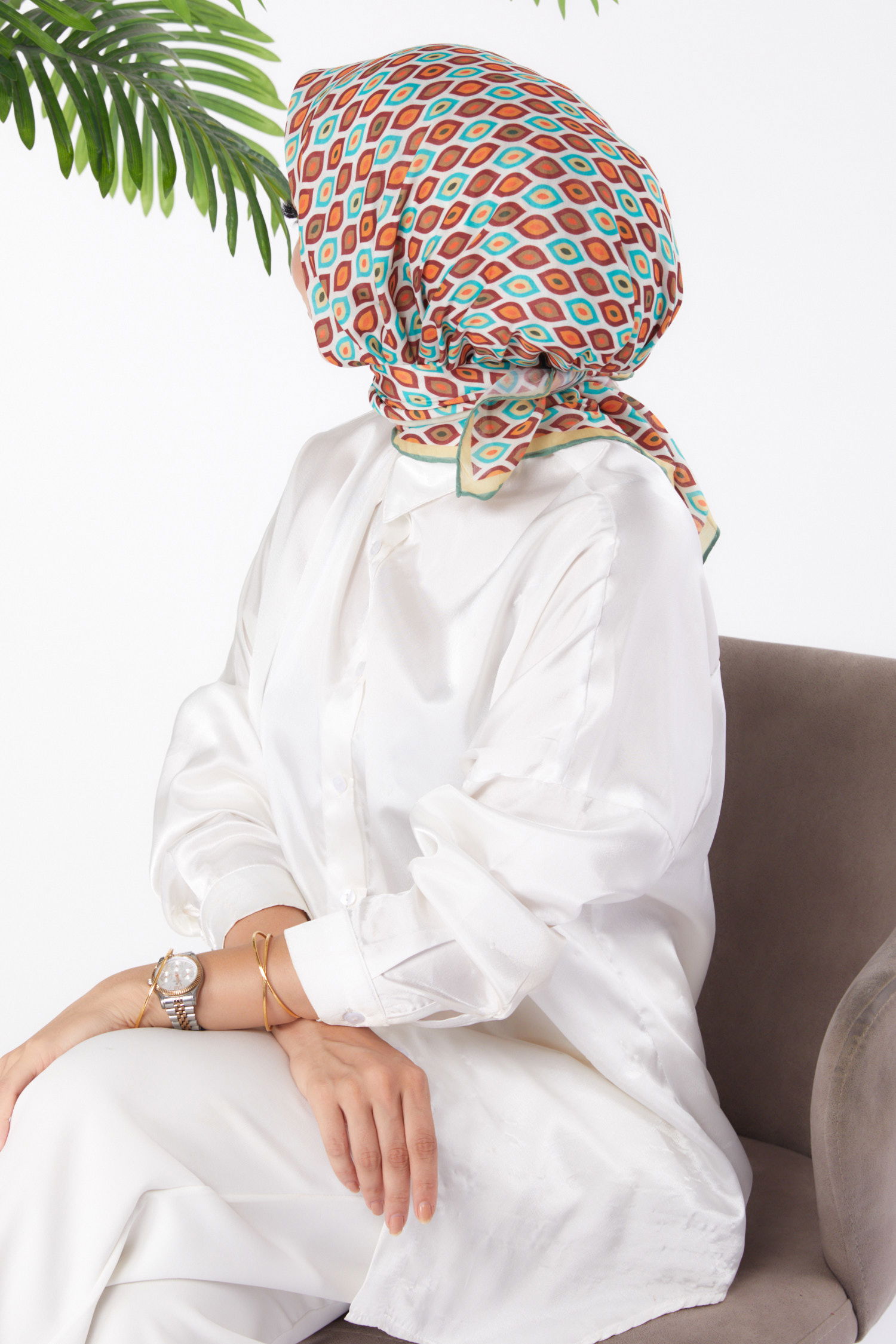 Desenli Eşarp Mint - 26151 - 3