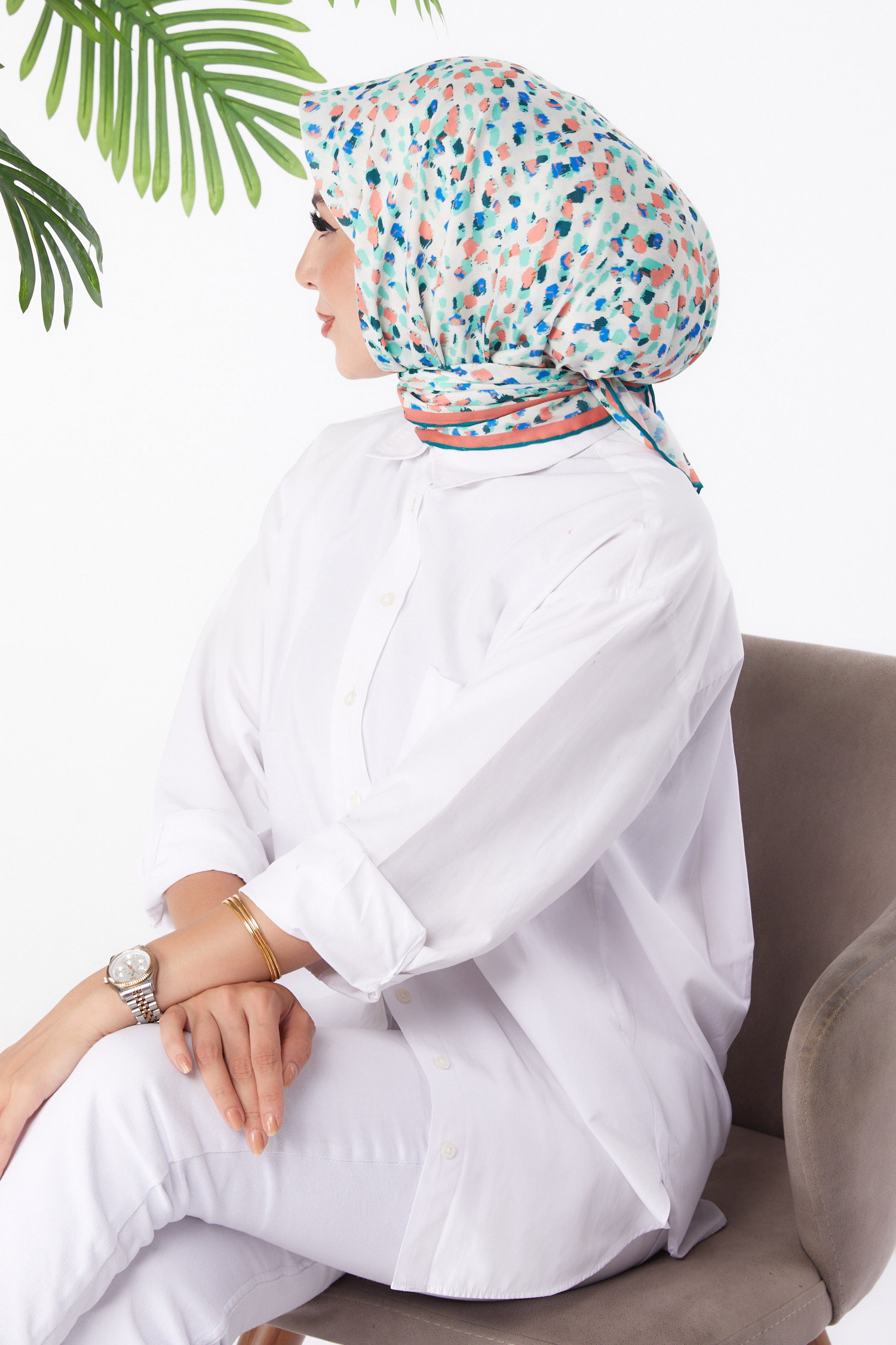 Desenli Eşarp Mint - 26152 - 3