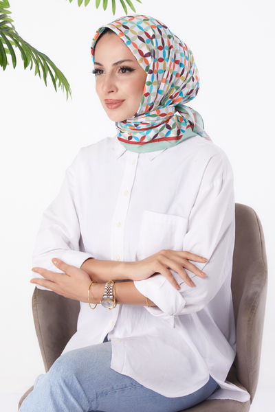 Desenli Eşarp Mint - 26155 