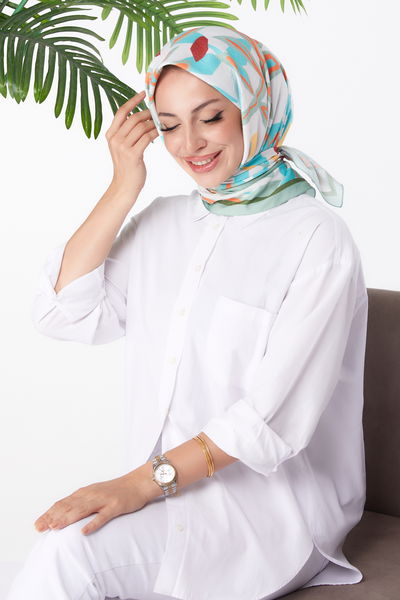 Desenli Eşarp Mint - 26159 