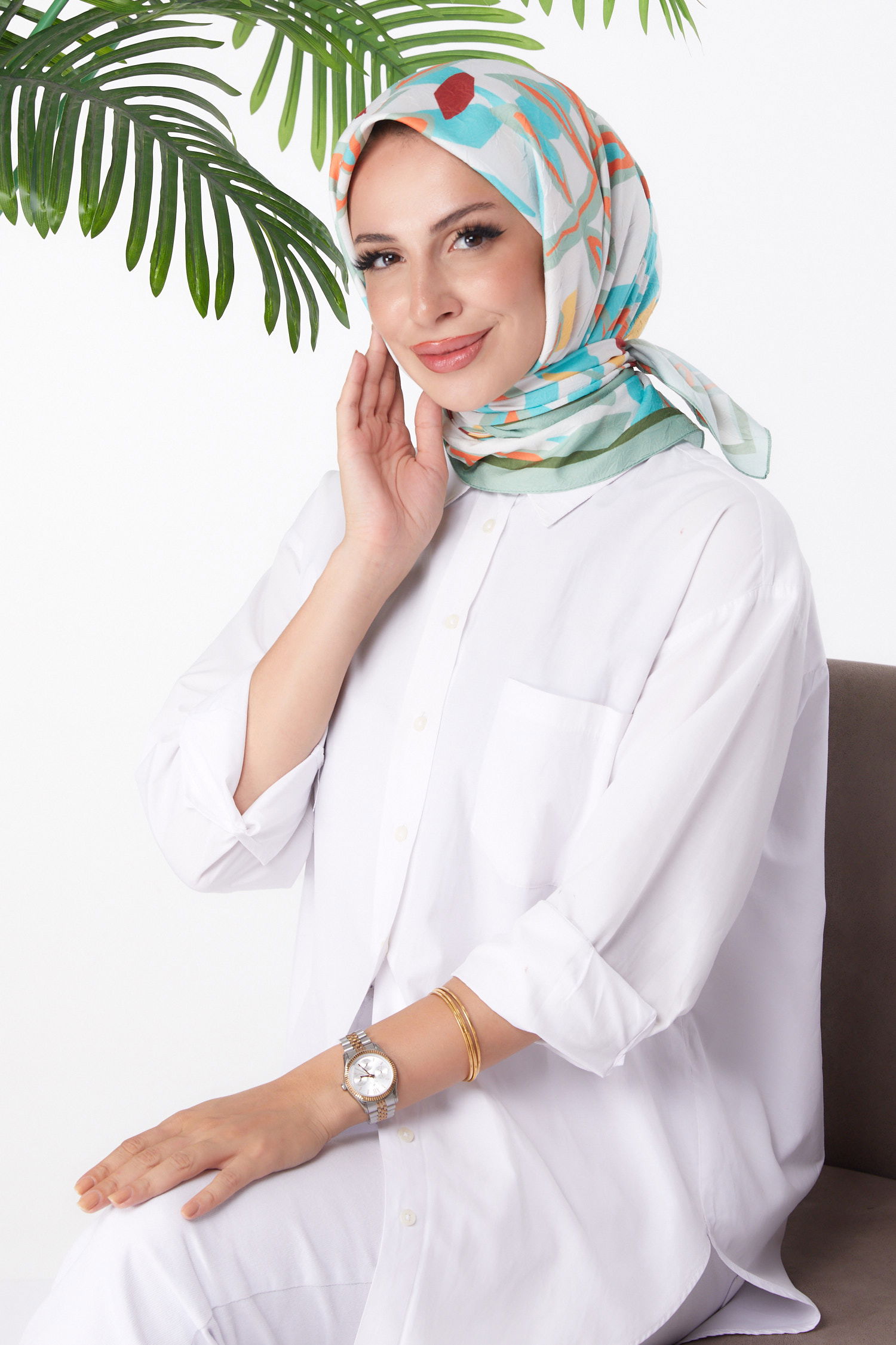 Desenli Eşarp Mint - 26159 - 2