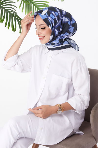 Düz Orta Kadın Mor Desenli Eşarp - 26159 