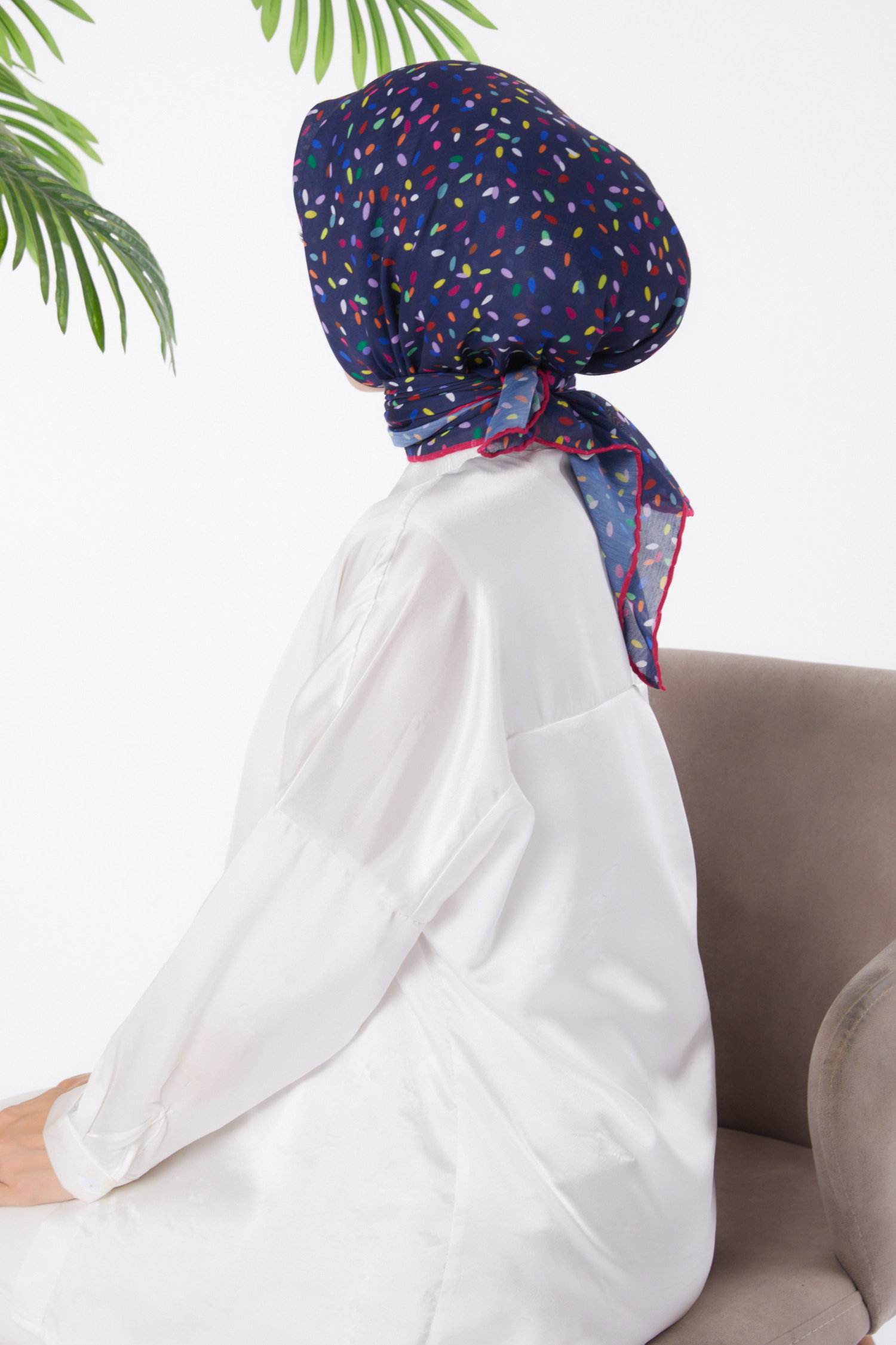 Düz Orta Kadın Murdum Desenli Eşarp - 25972 - 4