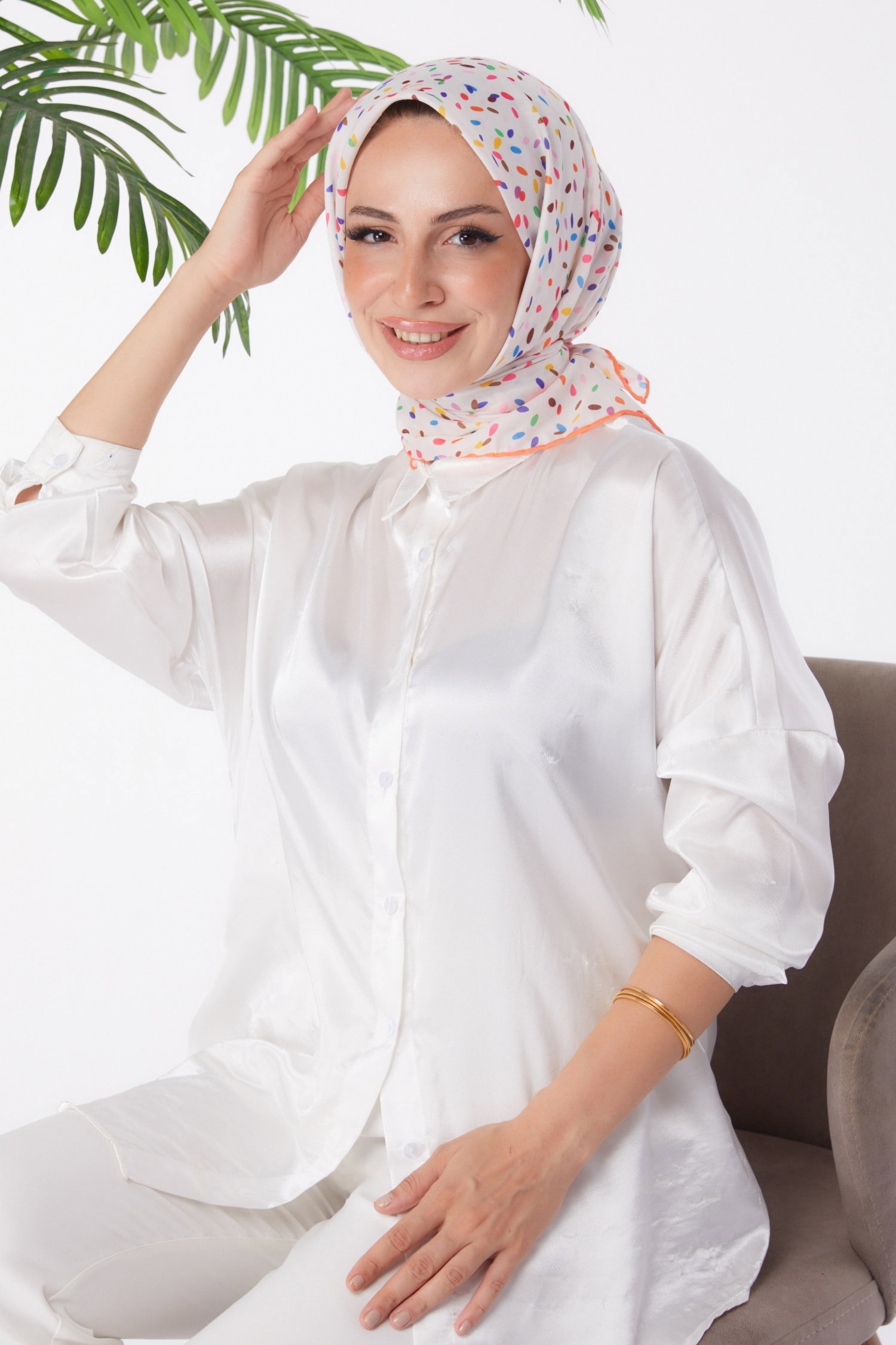 Desenli Eşarp Oranj - 25972 - 1