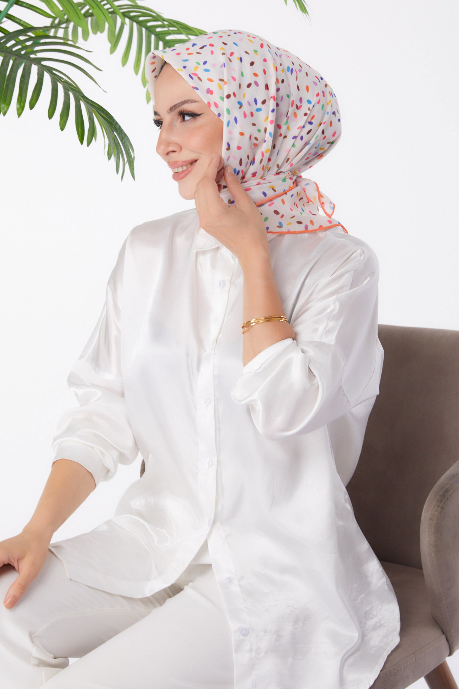 Desenli Eşarp Oranj - 25972 - 2