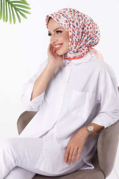 Desenli Eşarp Oranj - 26152 