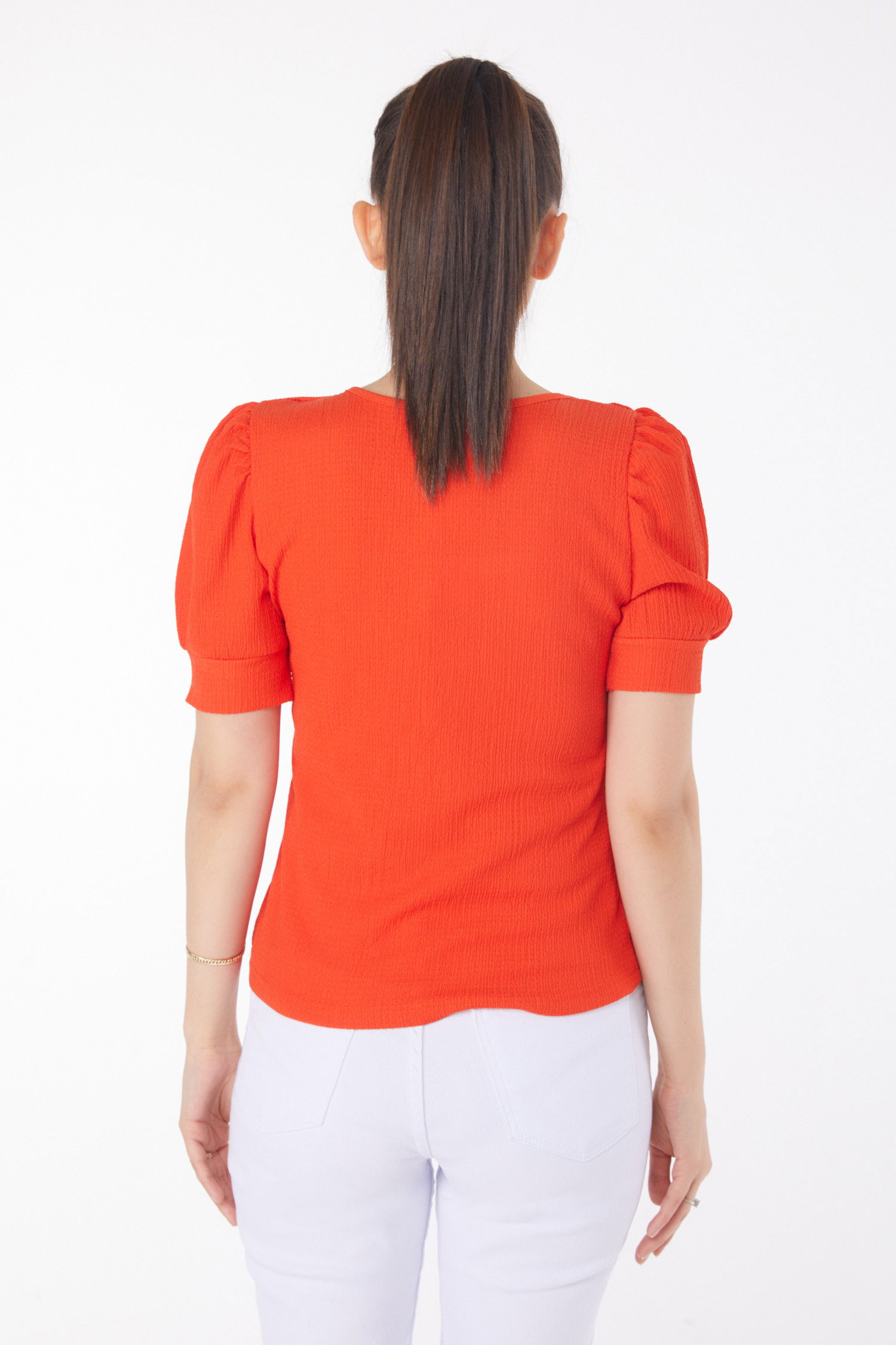 Kare Yaka Bluz Oranj - 25873 - 5