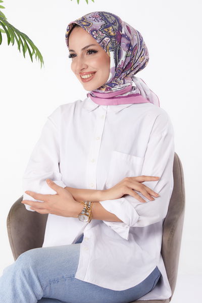 Desenli Eşarp Pembe - 26154 